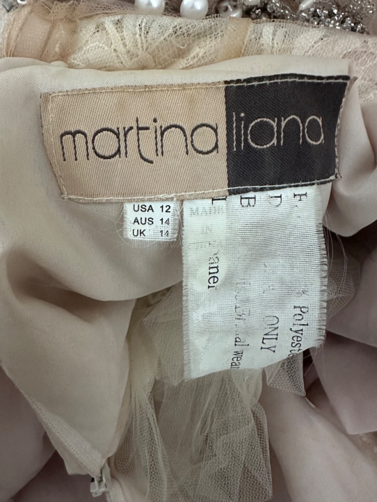 Martina Liana Wedding Gown Sz 12 with Matching Jewelry and Veil, Great Condition