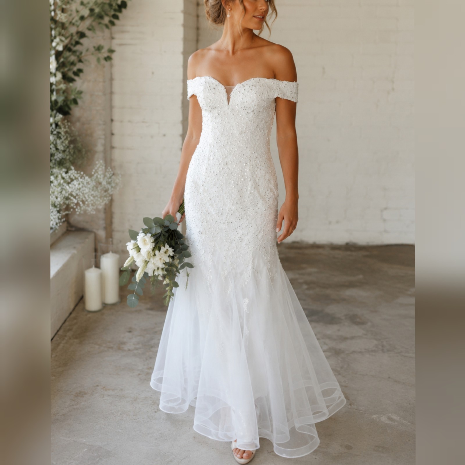 Unbranded White Sweetheart neckline off shoulder Lace corset Wedding Dress sz 6