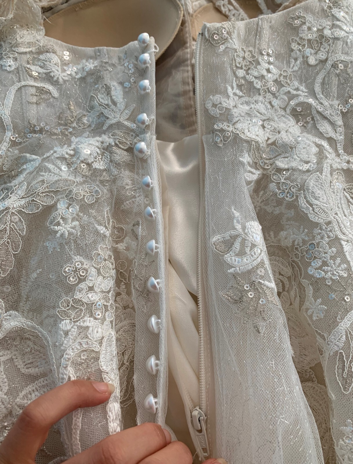 David’s Bridal Oleg Cassini Ivory Bridal Dress (Petite) Style 7CWG833
