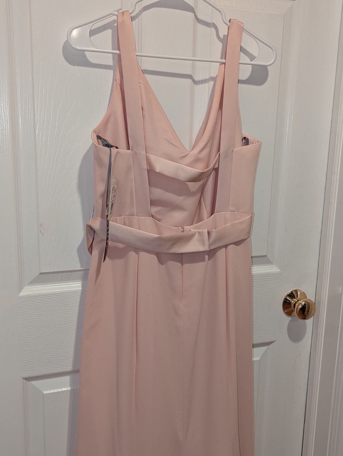 White By Vera Wang Size 16 Blush Pink Sleeveless V Neck Crepe & Satin Gown NWT
