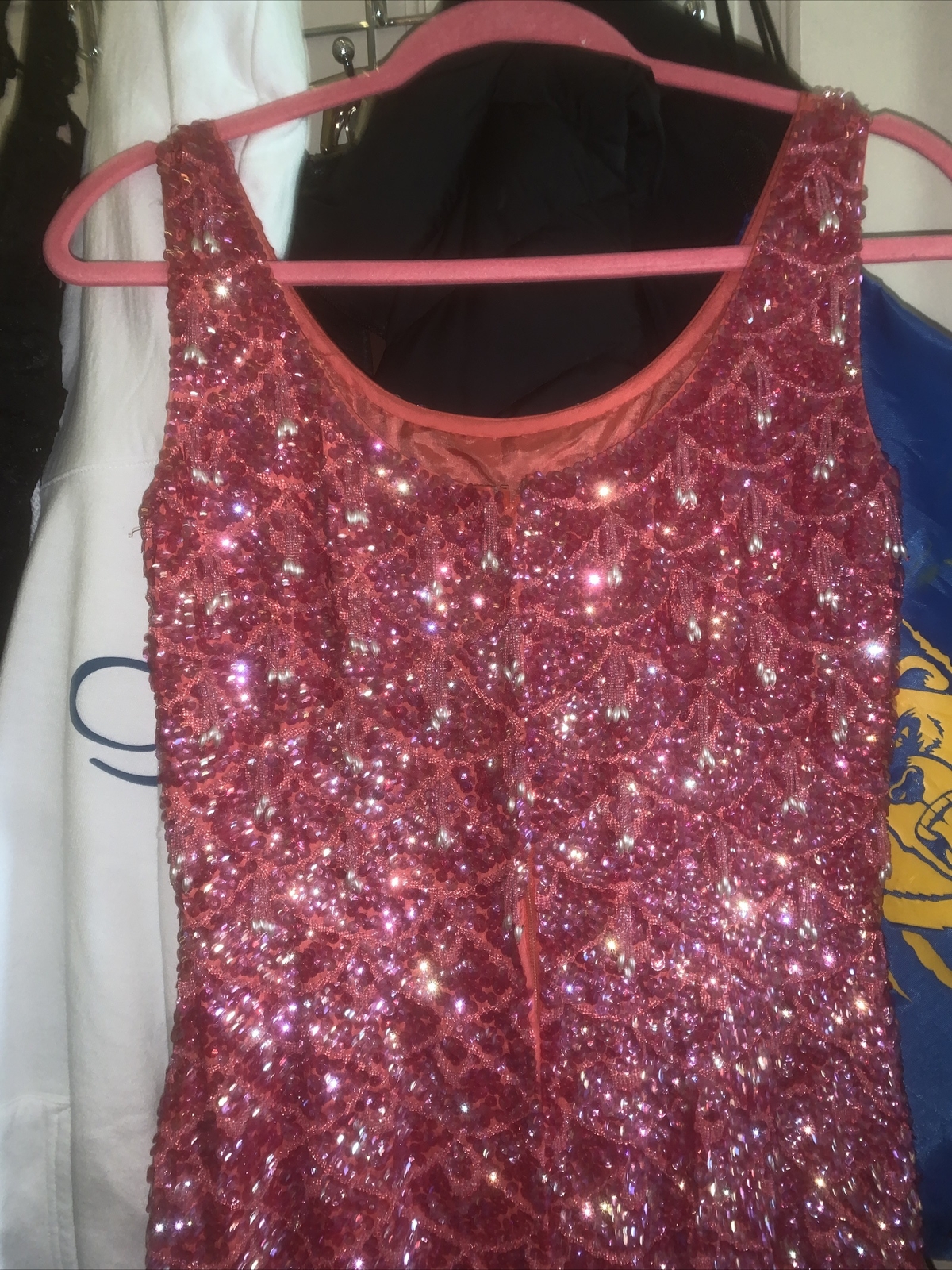 JO RO IMPORTS 1950’s Pink Floral Beaded Gown Size 8