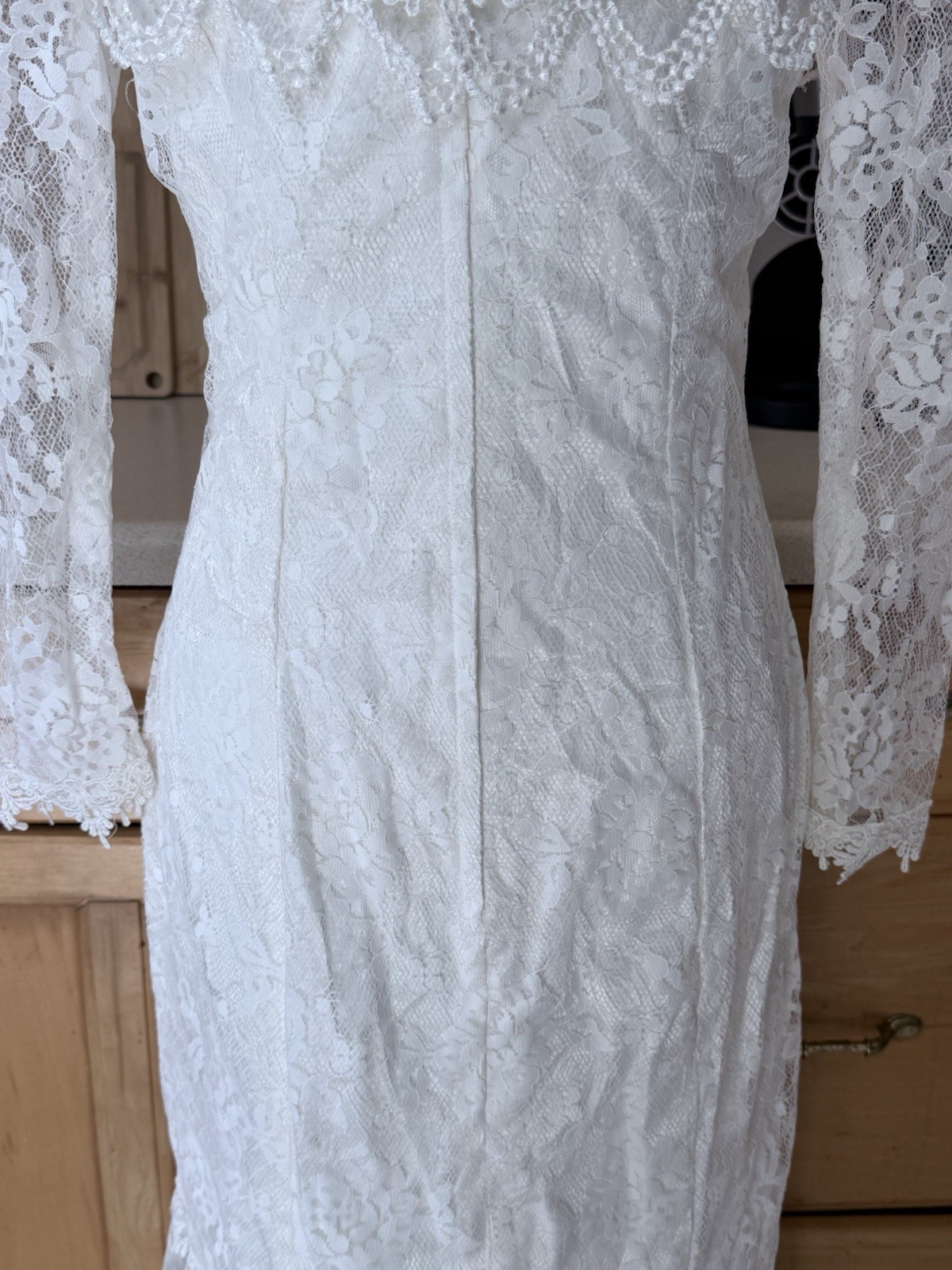 Vtg 1980s Jessica McClintock wedding dress Sz 12 high-neck lace bodice beading