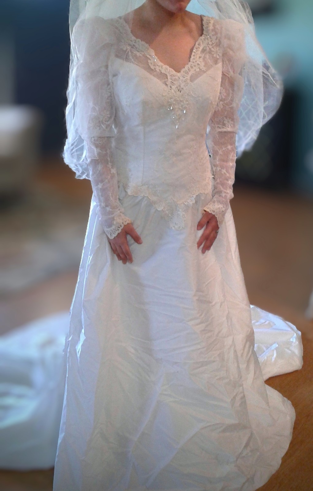 Vintage Alfred Angelo Drop Waist Wedding Gown Circa 1997