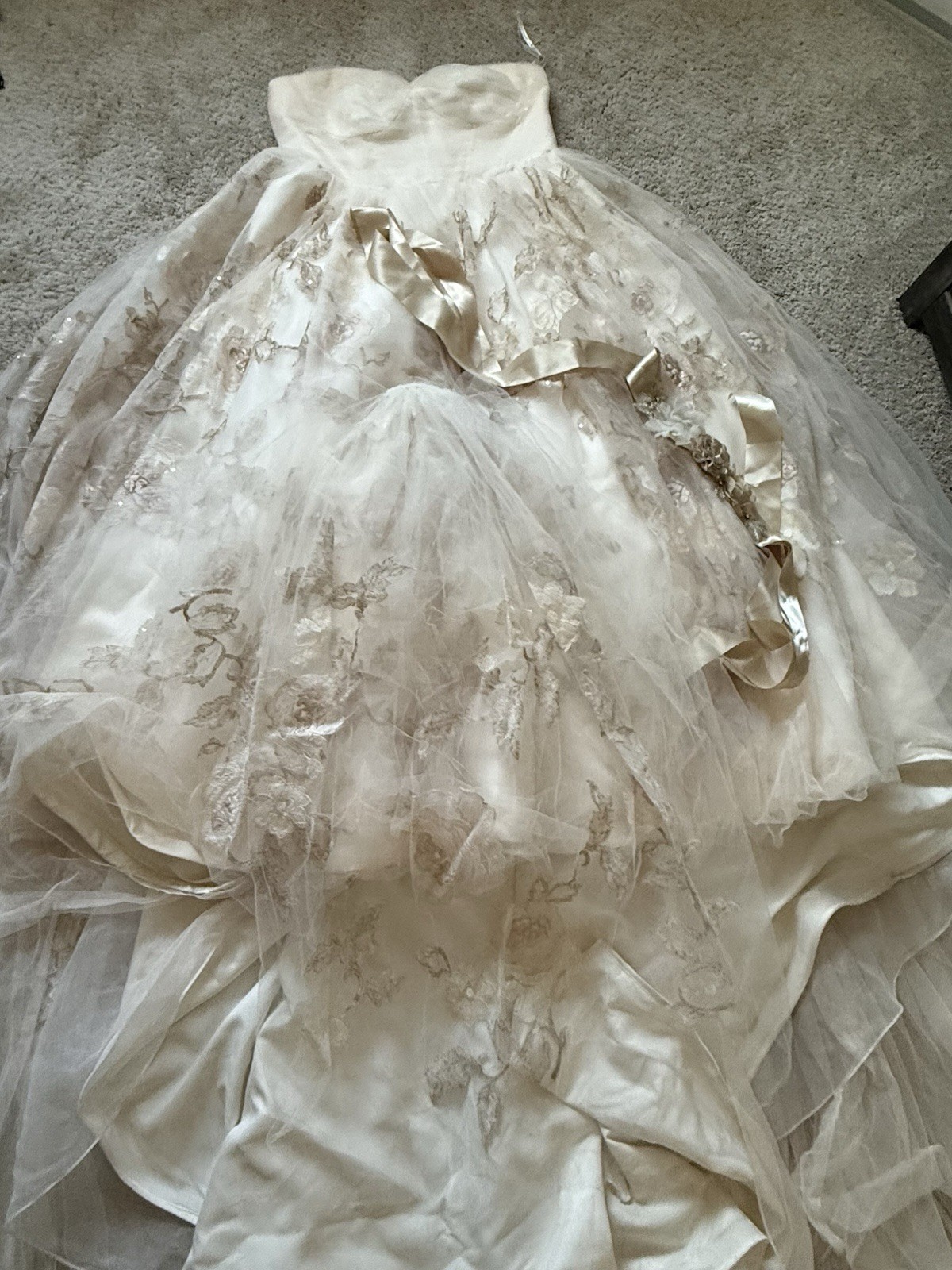 Champagne Blush Oleg Cassini Strapless Wedding Dress Size 16W