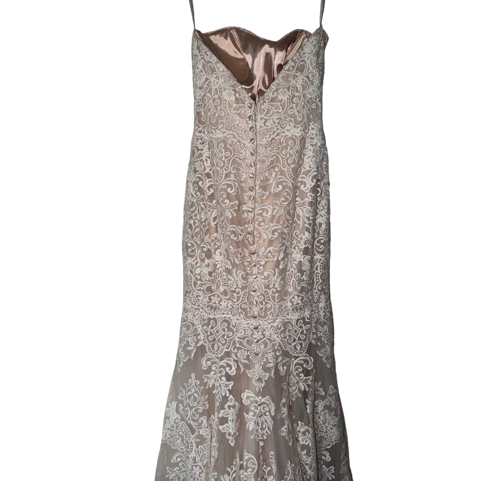 Allure Strapless Lace Mermaid Wedding Gown Ivory Champagne Sweetheart Train 4S