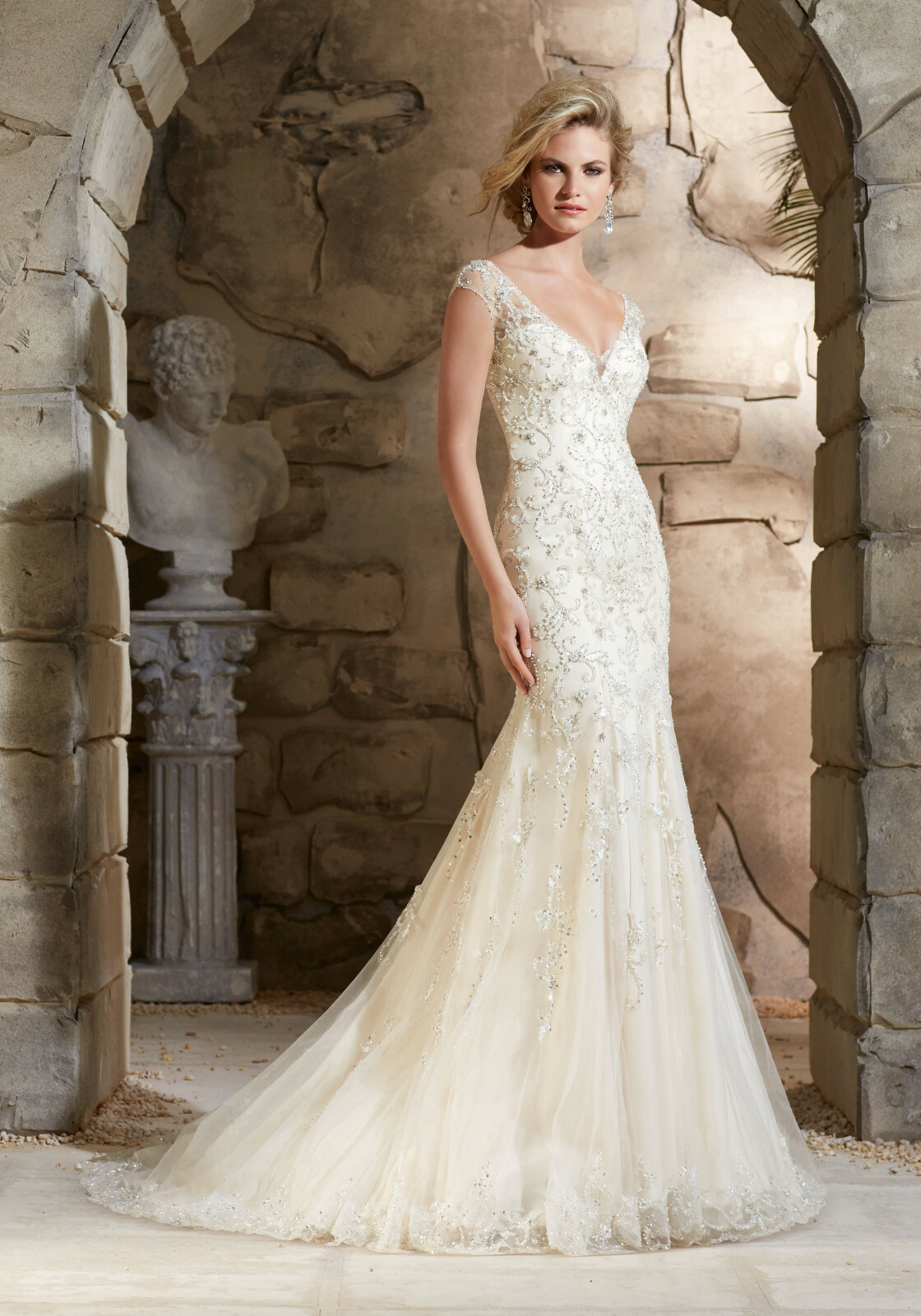 Morilee 2778 Bridal Wedding Dress Crystal Beaded Embroidery Fit and Flare Ivory