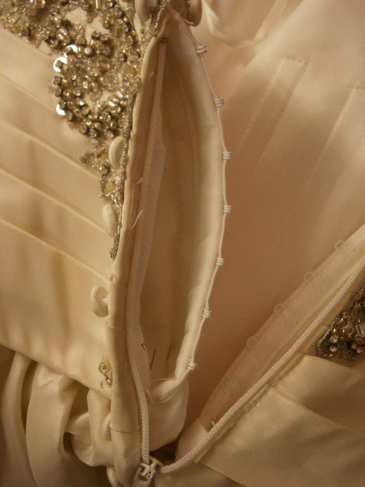 Allure 9204 Wedding Dress 8 Ivory Ball gown Satin Crystal Straps Buttons Back