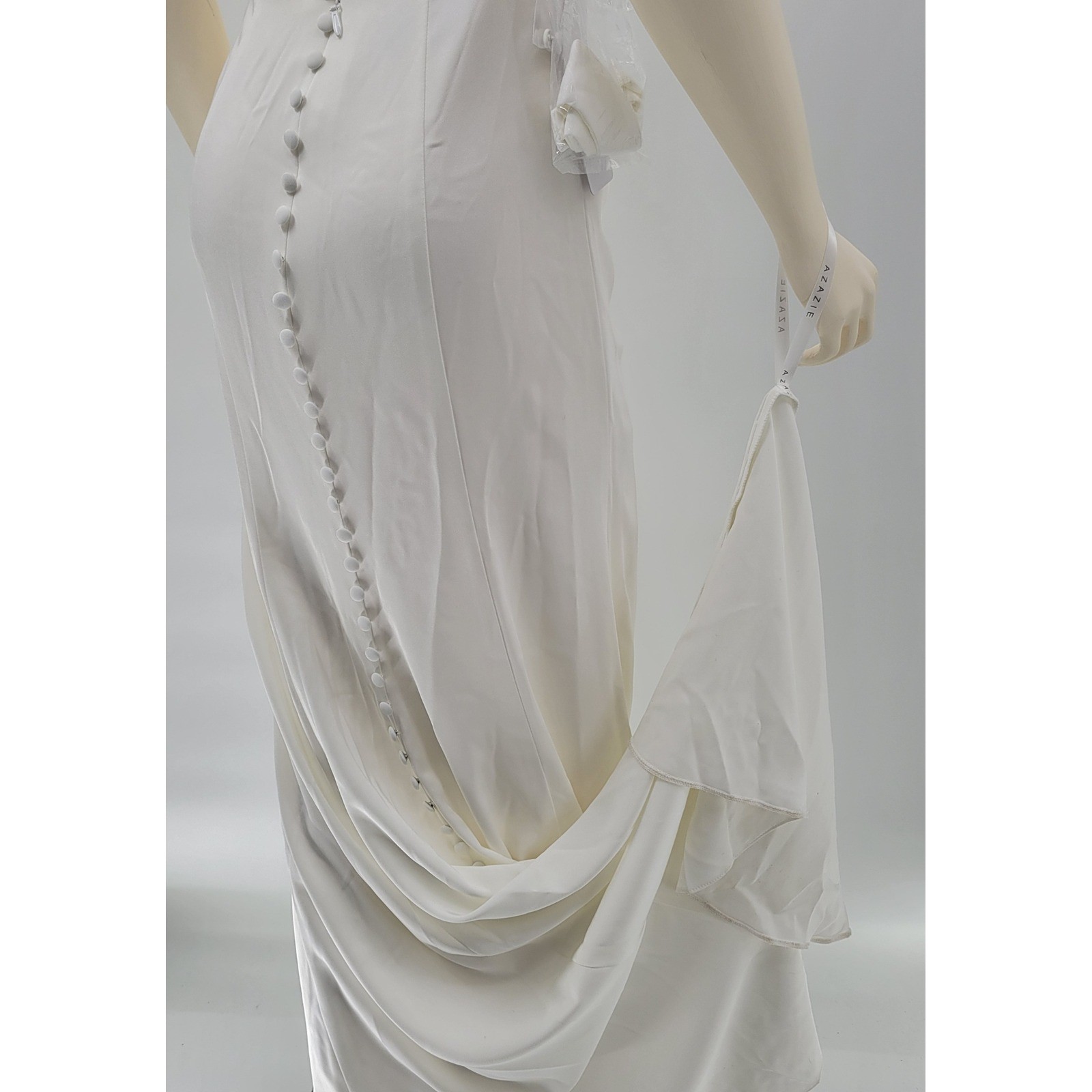 AZAZIE Moonlight Wedding Dress 04 Diamond White Off Shoulder Ruched Button Back
