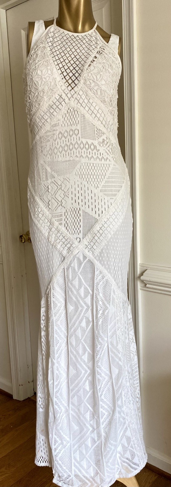 NWT French Connection Rene Lace Boho Beach Bridal Wedding Dress Crochet Size 2