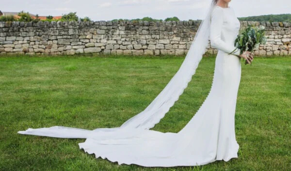Martina Liana 791 Wedding Dress 10 Ivory Crepe Long Sleeves Buttons Open Back