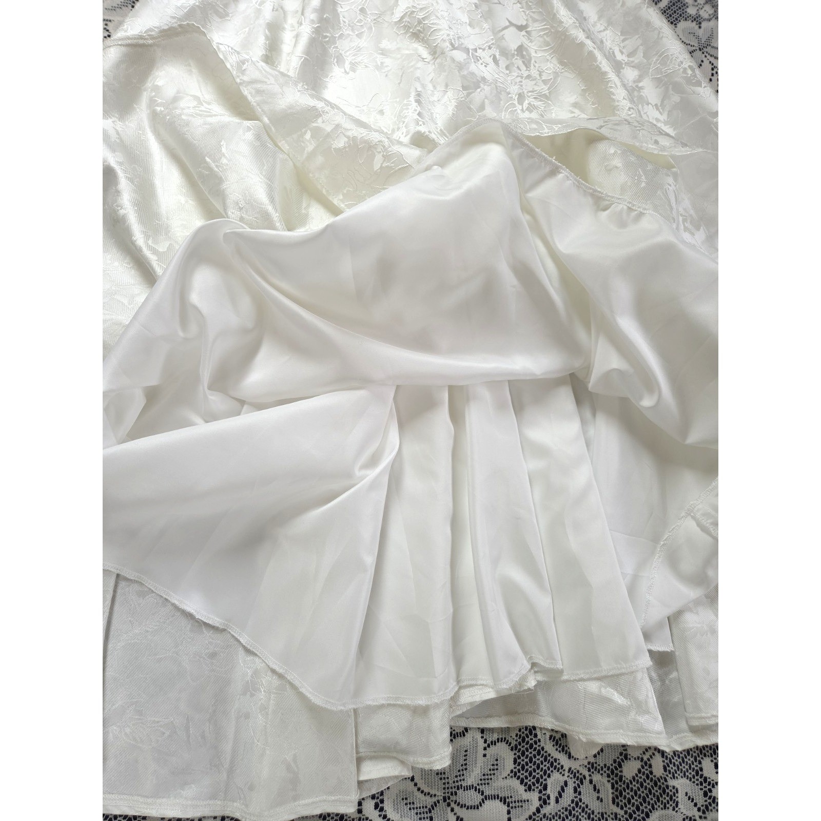 Ivory Brocade Dress 16 Tea Length Corset Sleeveless Padded Lined Full Skirt NWT