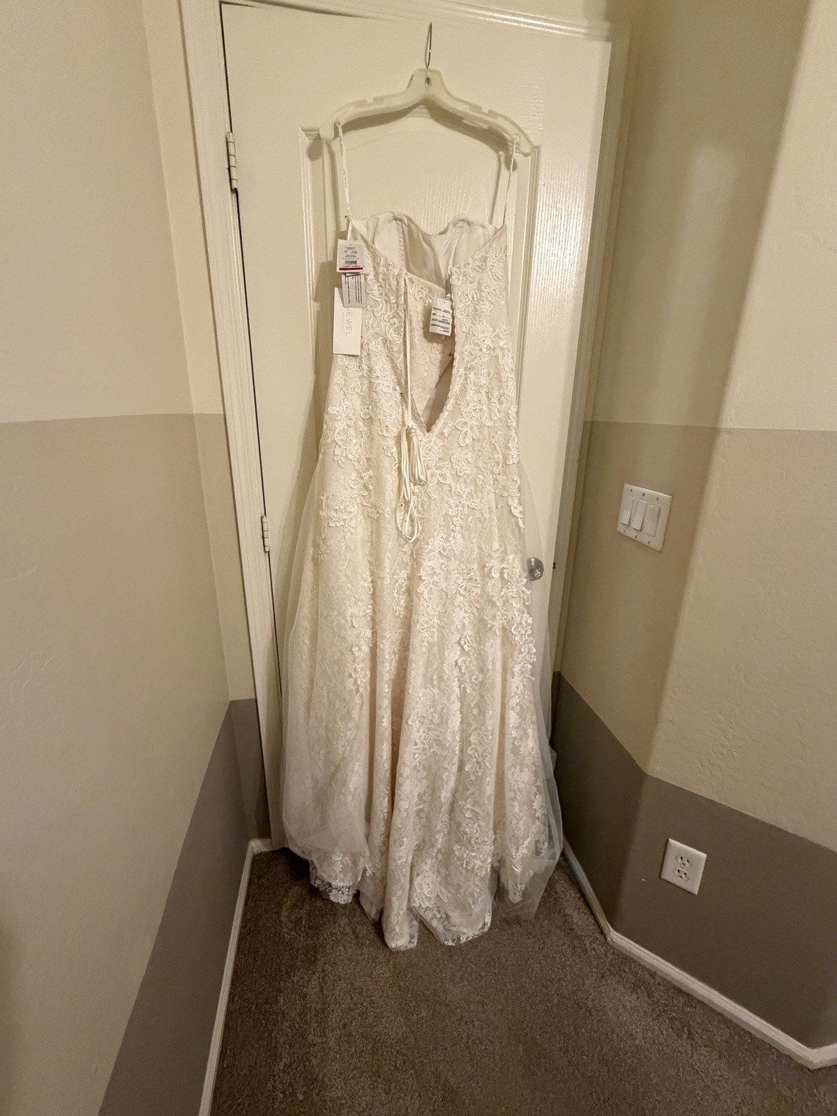 Jewel by David’s Bridal Strapless Sweetheart A-Line Lace Beaded Corset 12