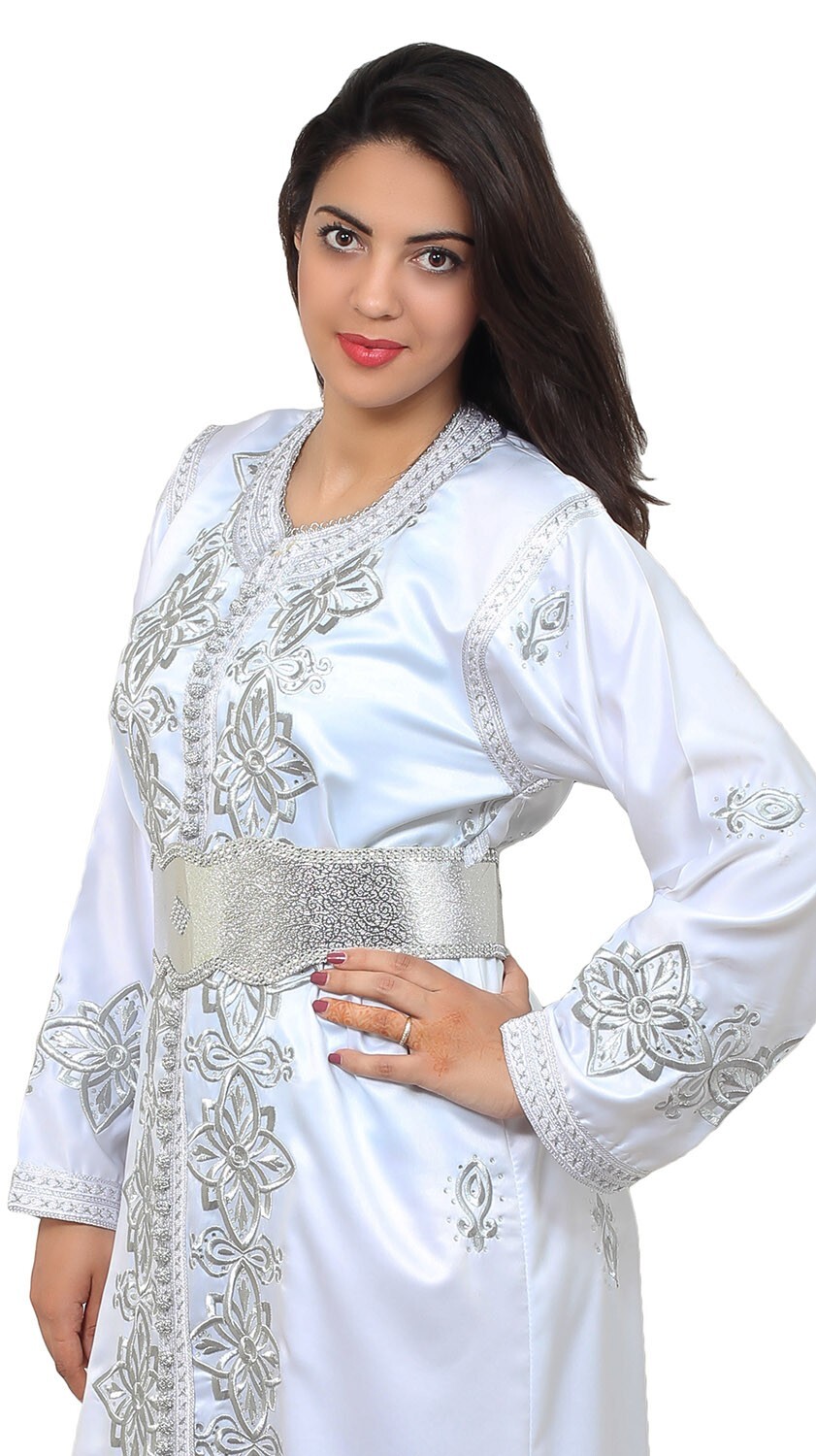 Moroccan Caftan Women Handmade Embroidery One size fits SMALL To LARGE Free Belt