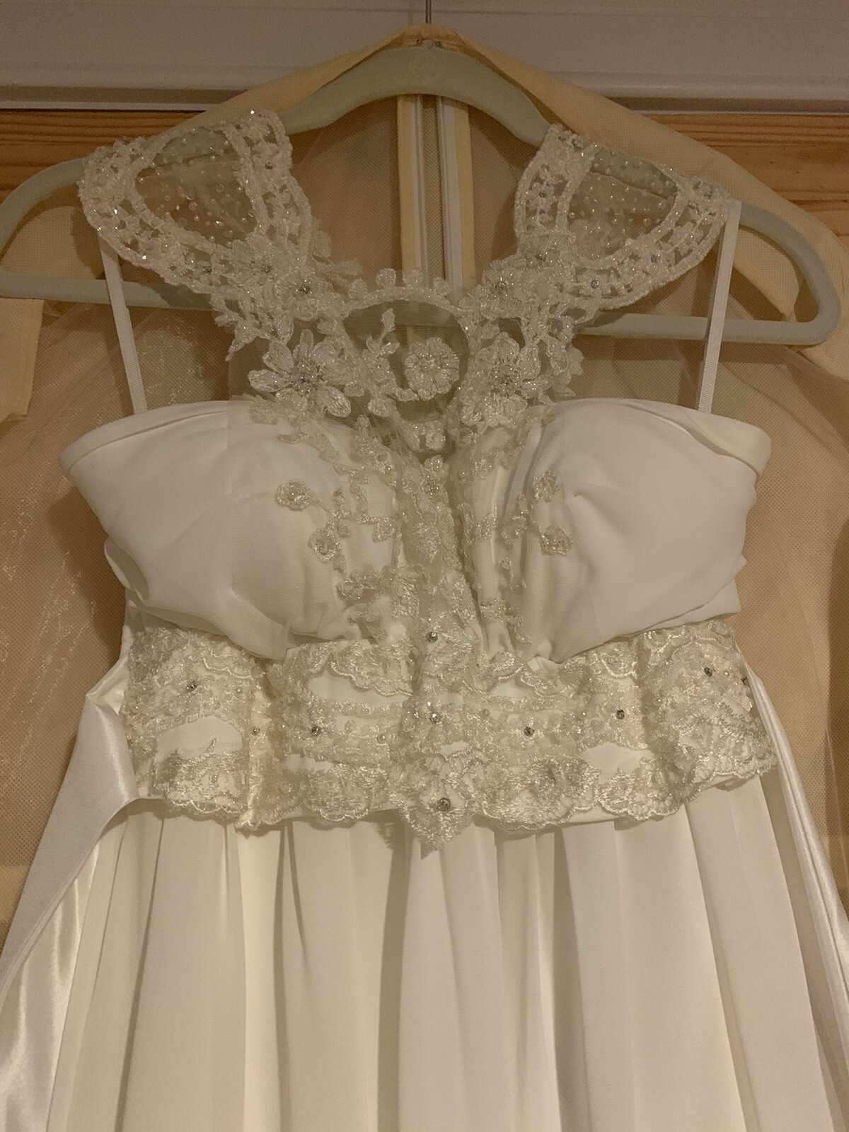 Jasmine Bridal Wedding Dress White Beaded Neck Racer Back Elastic Waist