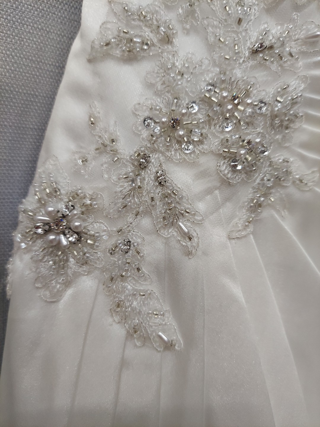 Private Collection White Pleated Front Beaded Adjustable Lacedown Back Option…