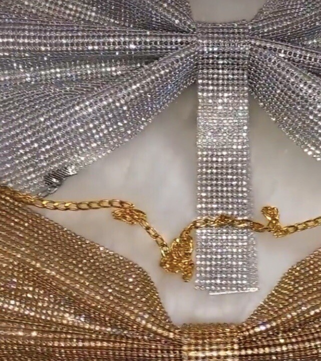 Full Crystal Bow Top, Handmade Lux Brand Design, Rhinestone Disco Top
