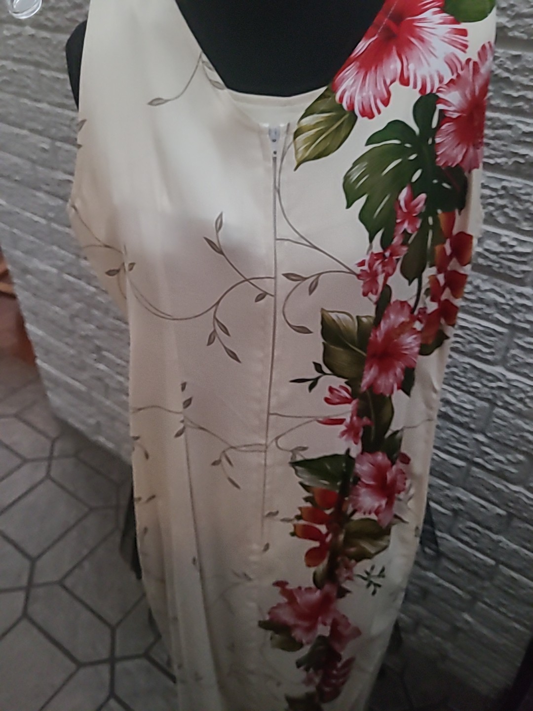Jade Fashions Hawaiian Cream Hibiscus Dress S Resort Wear Super!