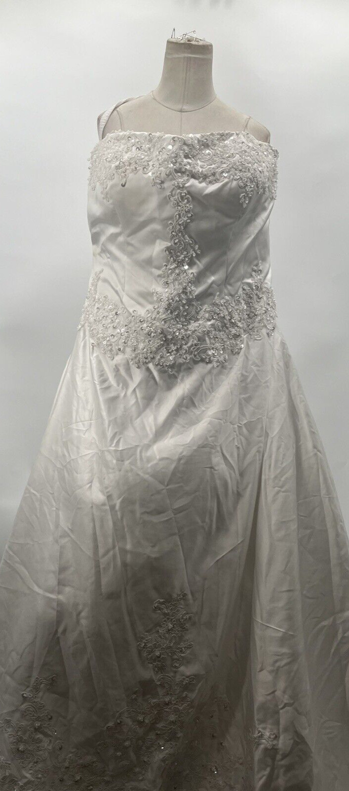 Women’s Beaded Sleeveless Corset Back White Wedding Bridal Dress Custom Size