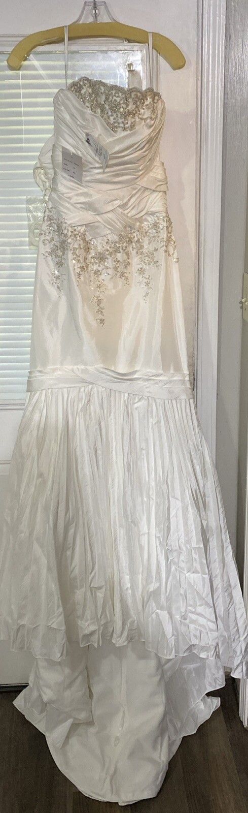 Mia Solano Beaded Strapless Mermaid Style White Wedding Dress M8940