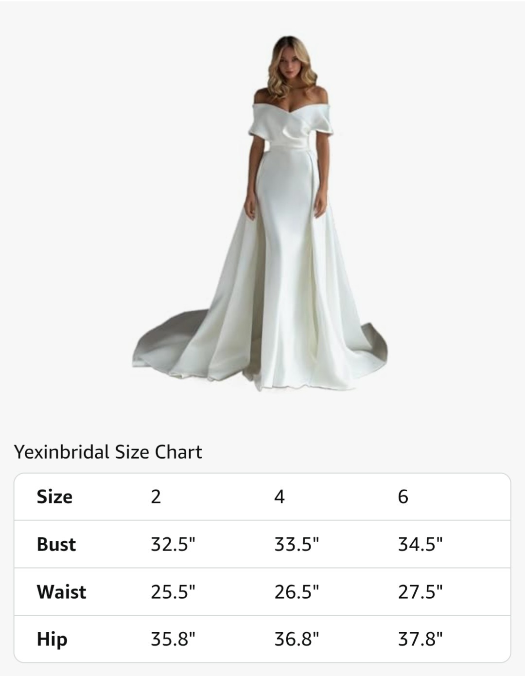 Off Shoulder Mermaid Wedding Dress Backless Pleats Sweep Train Satin Size 4