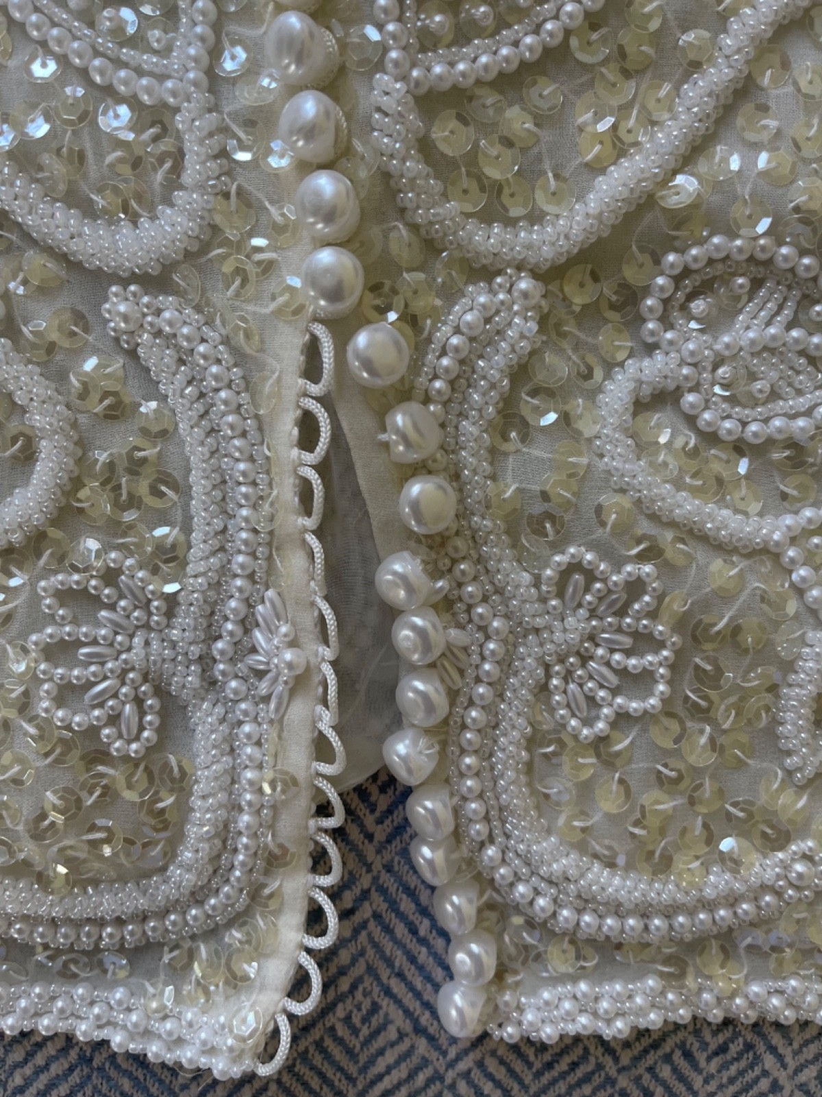 Vintage Beaded Alfred Angelo Wedding Gown Topper Bolero Jacket