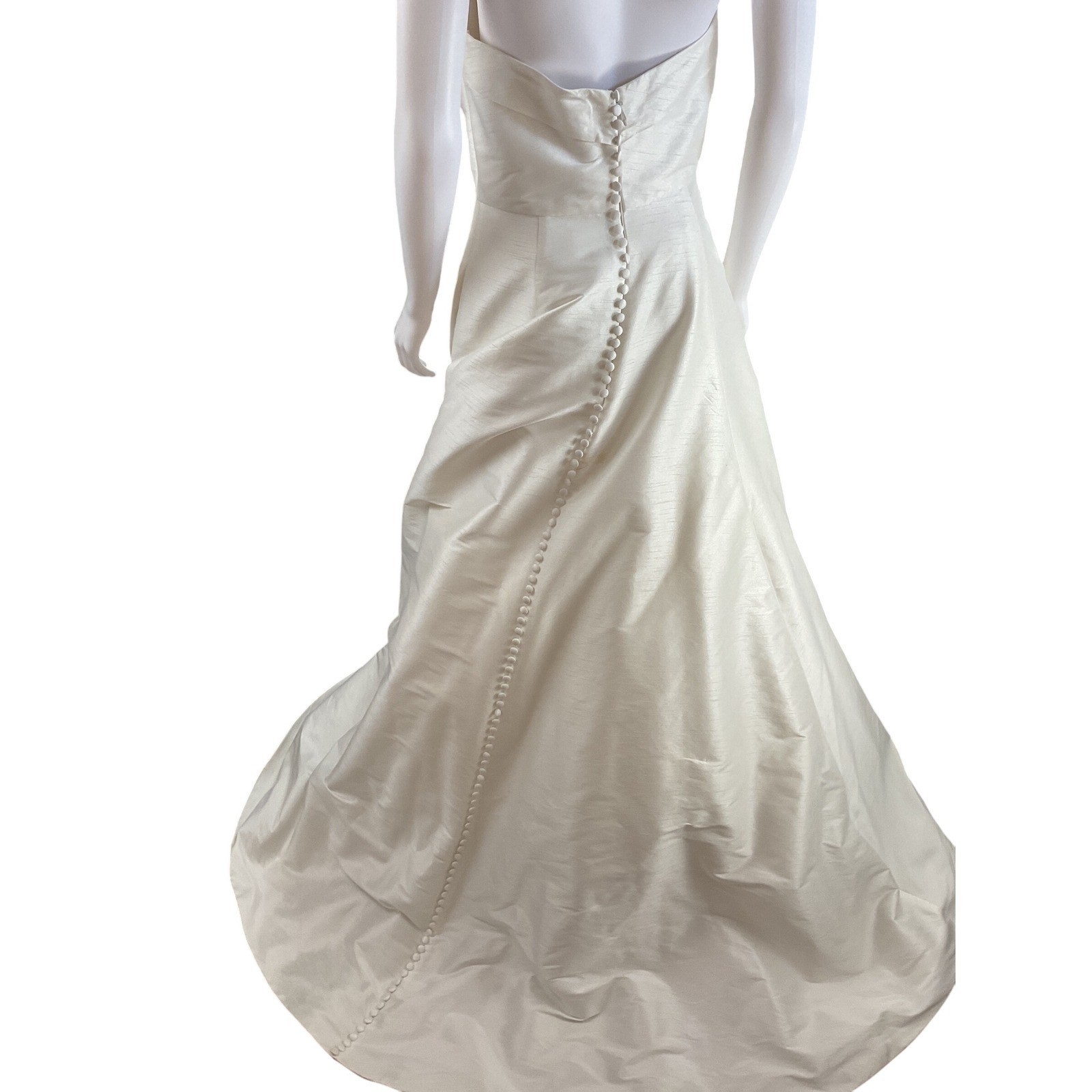 Strapless Wedding Dress Bridal Gown A-Line Buttons Back hidden zipper Gown