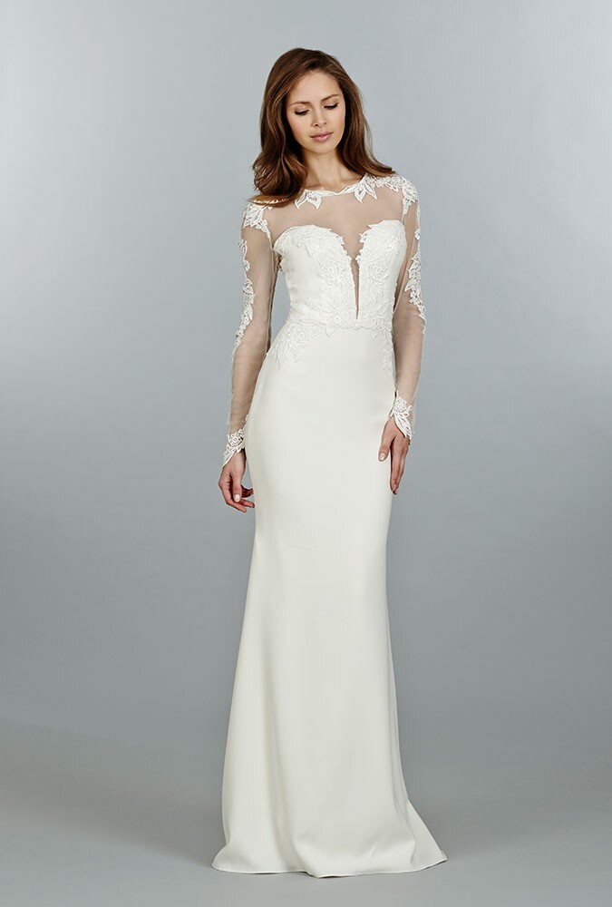 Tara Keely 2454 Long Sleeve Illusion Lace Applique sz 10 Modest Gala Oscar $3000