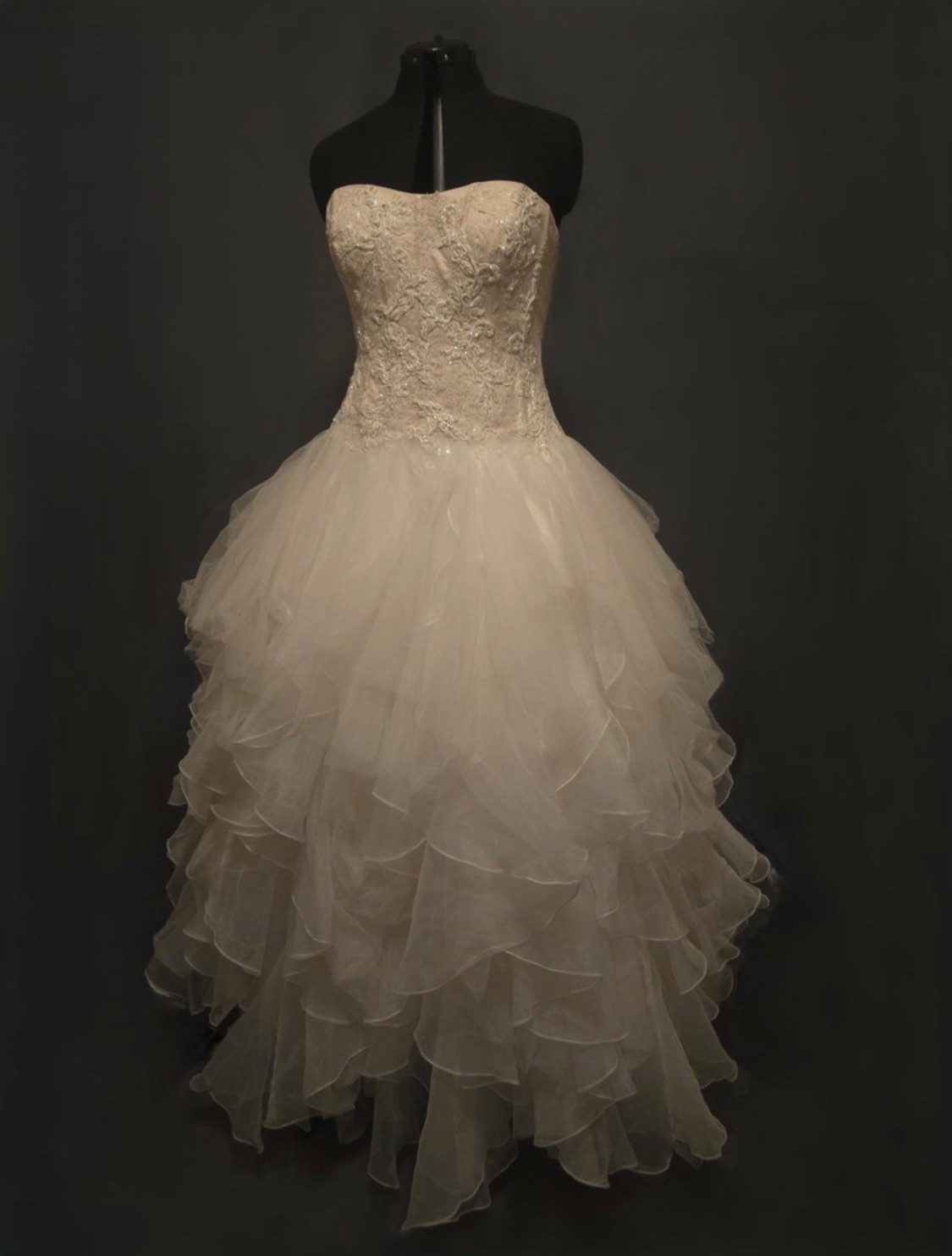 Oleg Cassini Strapless Ivory Ball Gown Wedding Dress Size 14