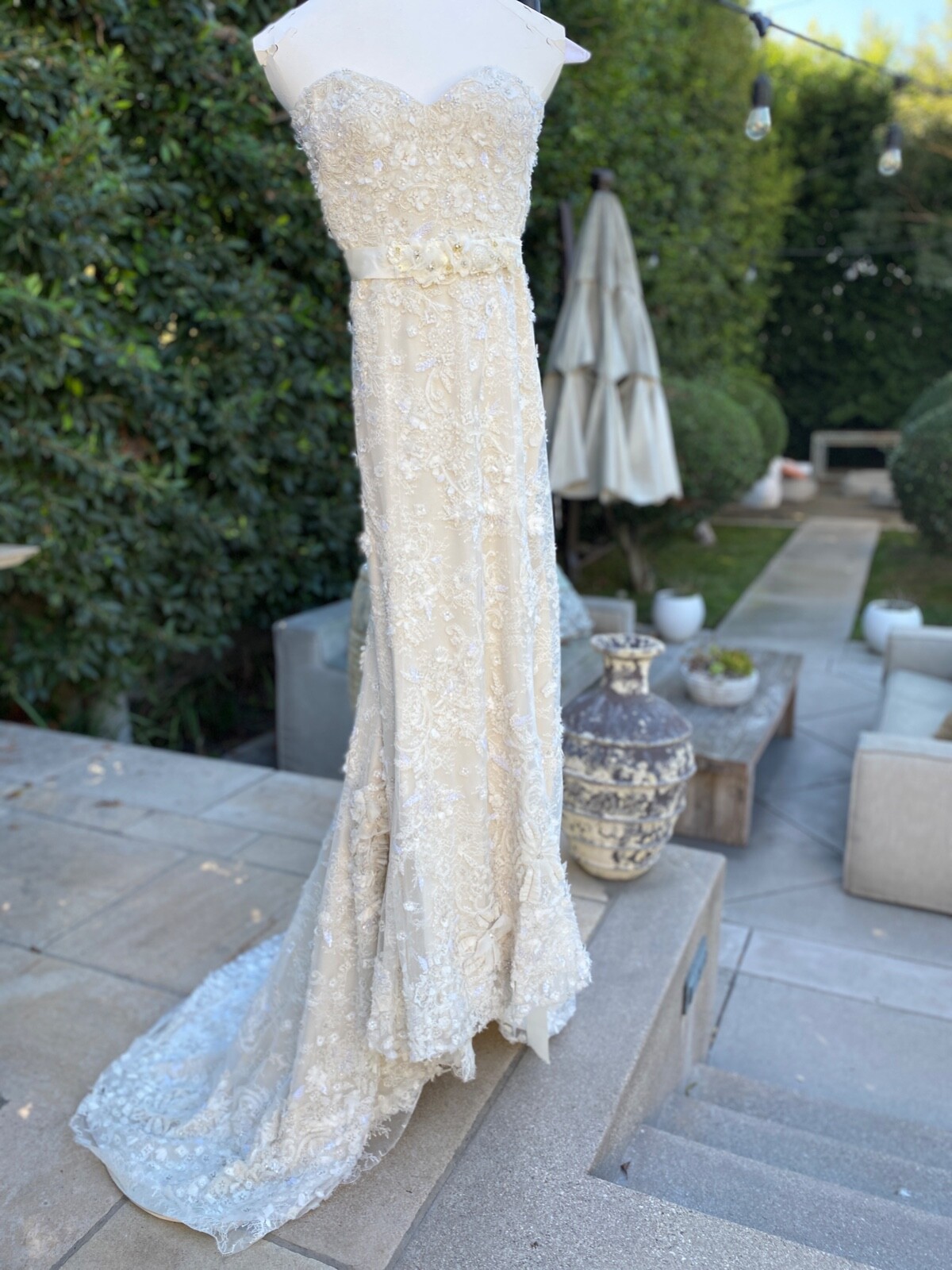 Amsale Wedding Gown Size 2 – Ivory Lace and Delicately Beaded 
