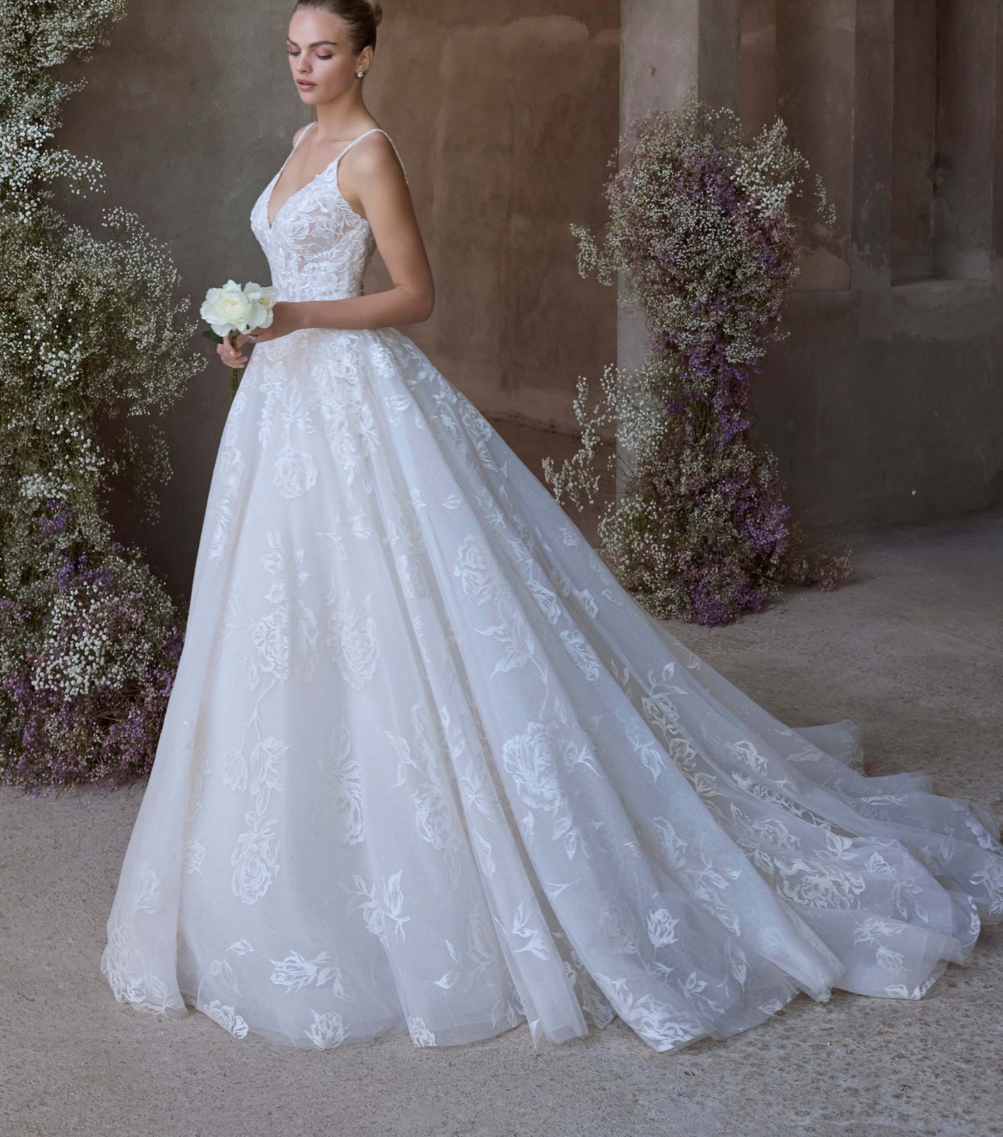 Breezy Floral Lace Wedding Dress Wedding Dress 32-60 Ivory Tailored
