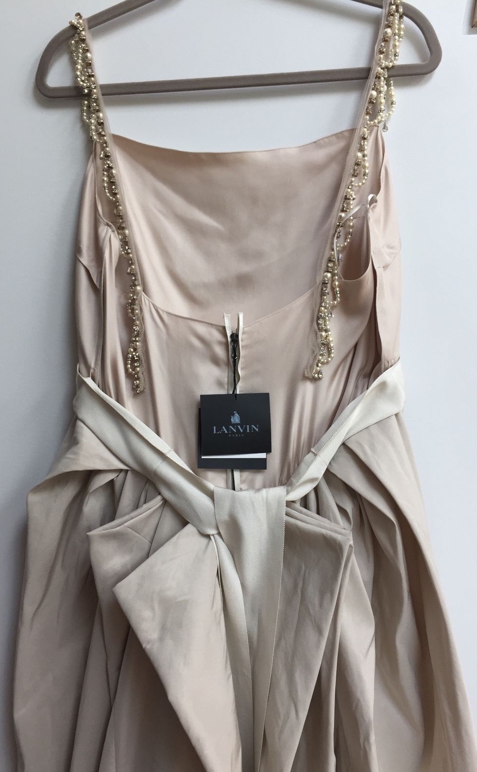 NWT LANVIN Paris $5500 Wedding Dress Ivory Silk Crystal US 12 Fr 46 Gown France