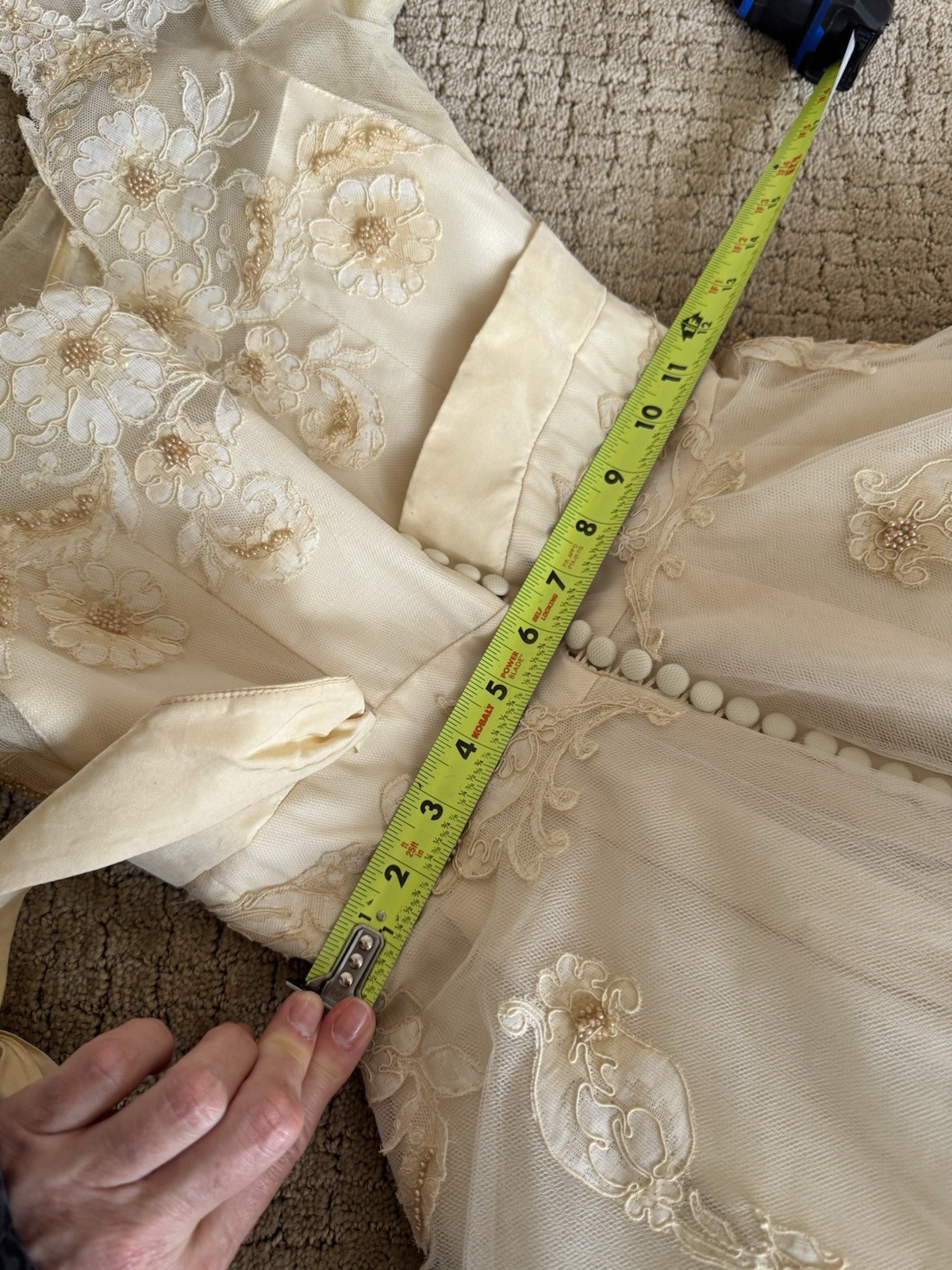 Bianchi 1950s Ivory Full-Length Wedding Dress pearl embellished