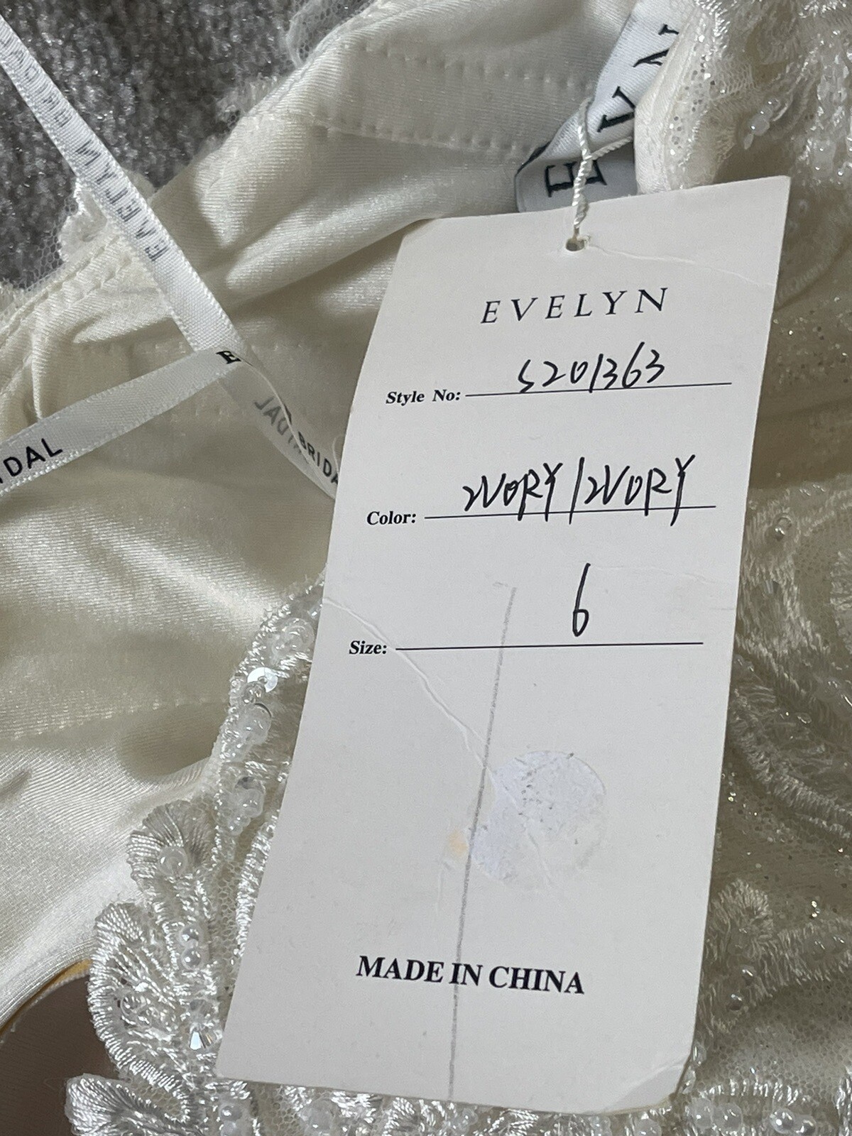 Evelyn Bridal Annika S201363 strapless metallic sparkle lace sheath gown Train