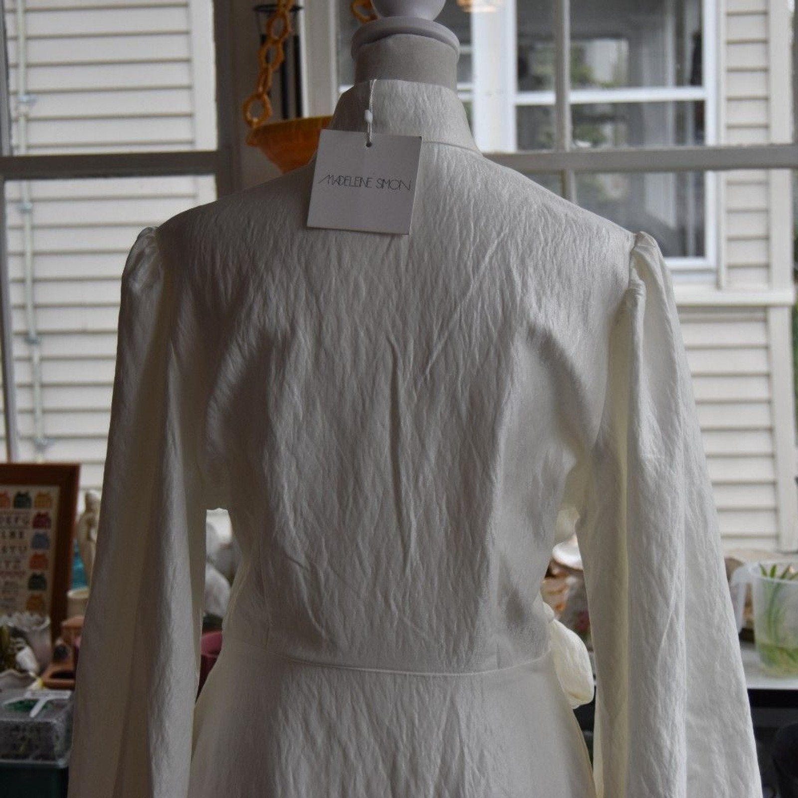 Designer Madeleine Simon White Rayon Blend Wrap Maxi Dress NWT Small Bridal Boho