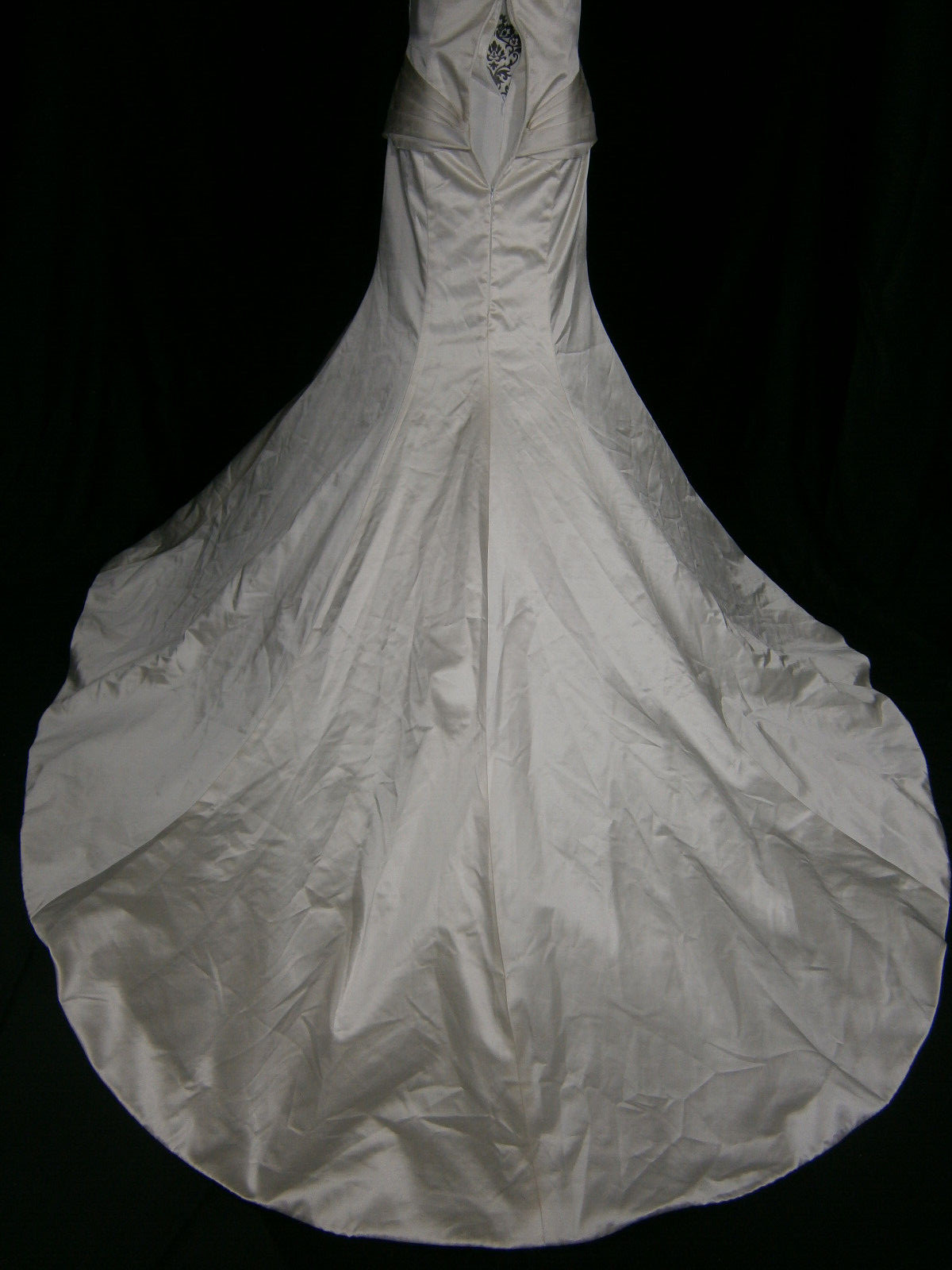 Cristiano Lucci Wedding Dress 6-10 Satin Illusion Crystals Fit & Flare Ruching