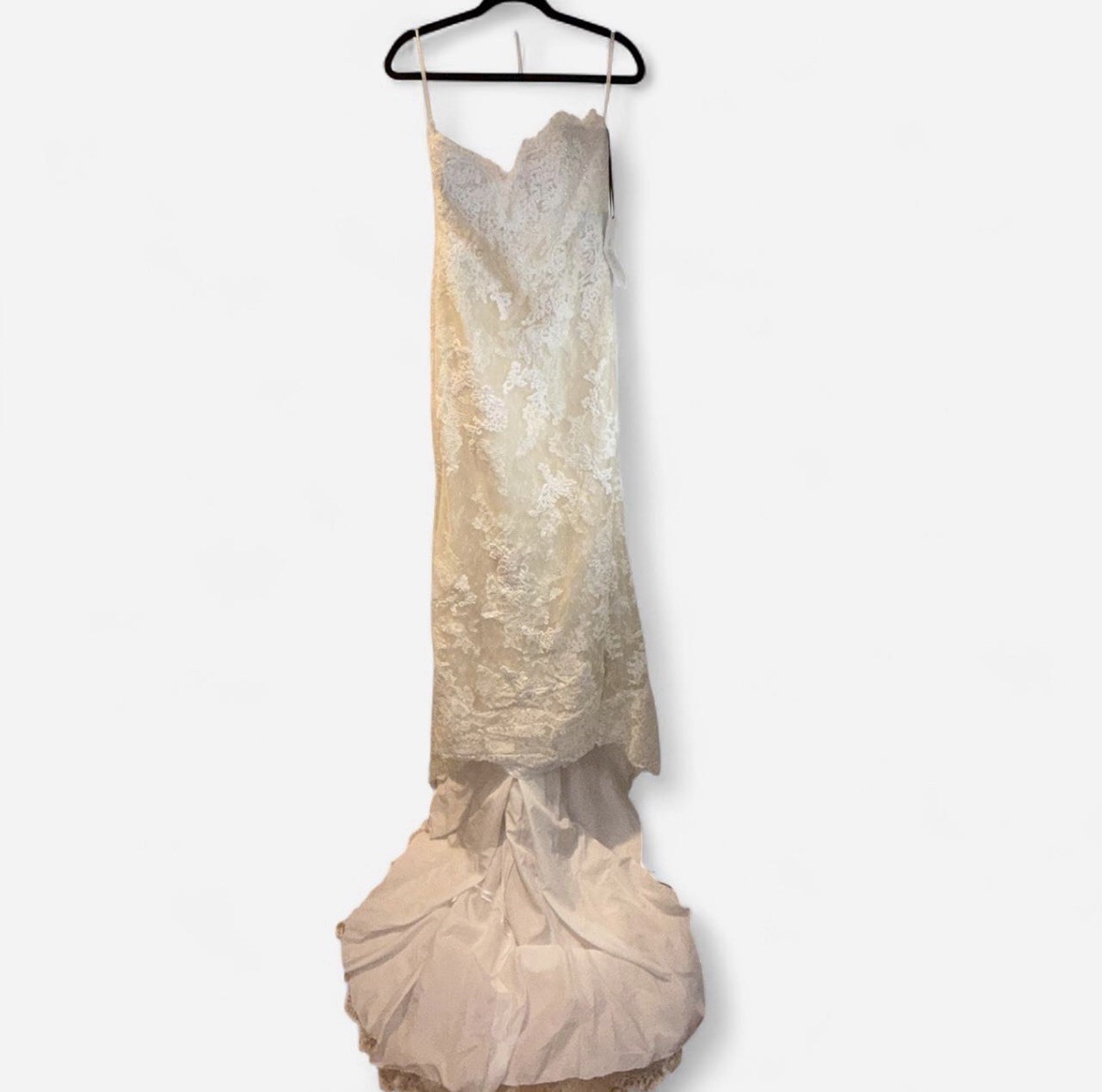 Pronovias Lesley Size 12 Off-White/Beige Lace Mermaid Train Sweetheart