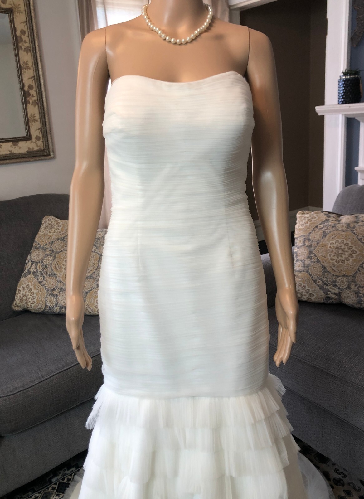 NEW Strapless Wedding Dress Sz 10 NWT $1,400 Strapless Ivory Gown Trumpet