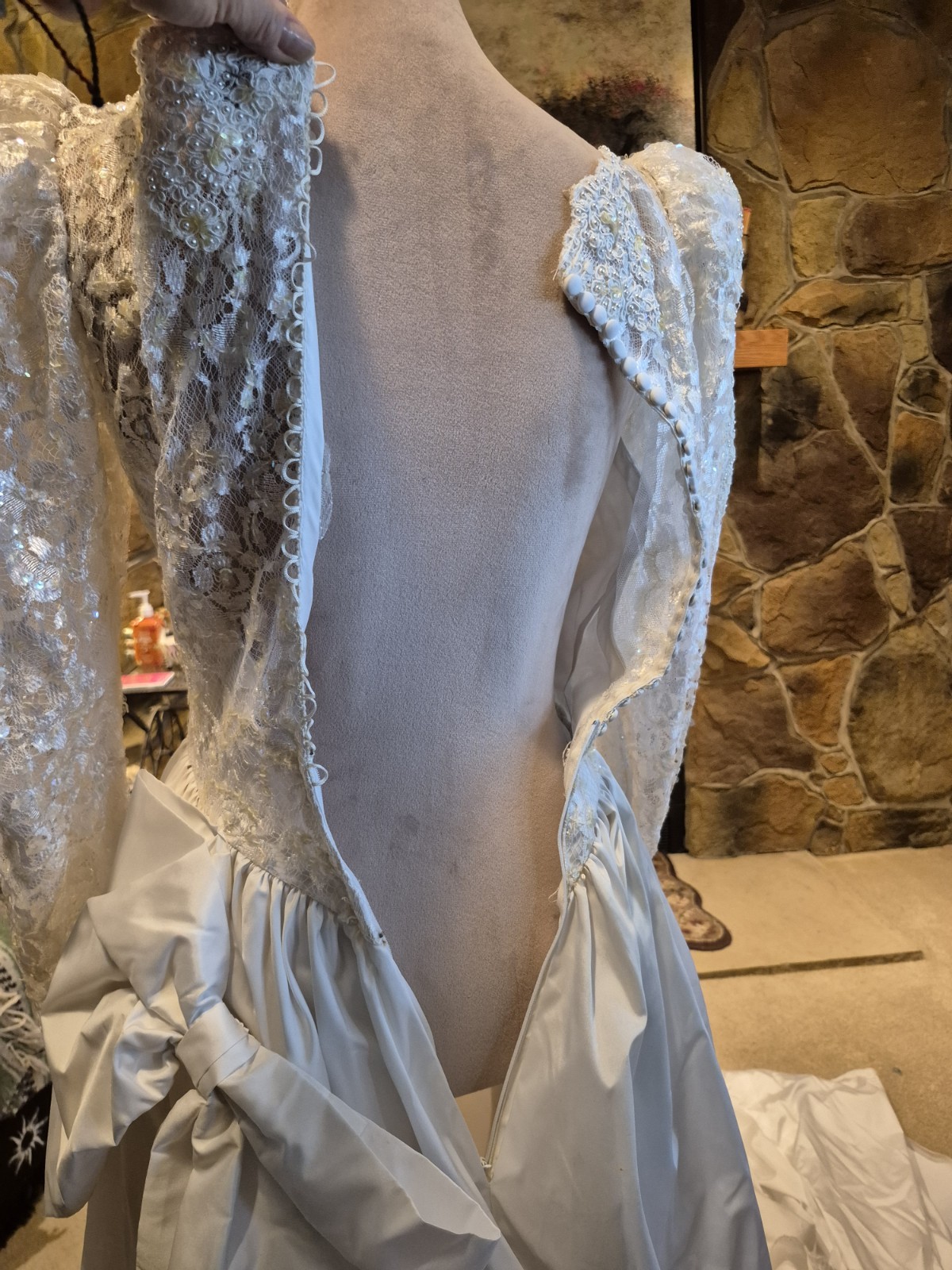 Unbranded Beaded And Laced XS Wedding Dress With Long Train