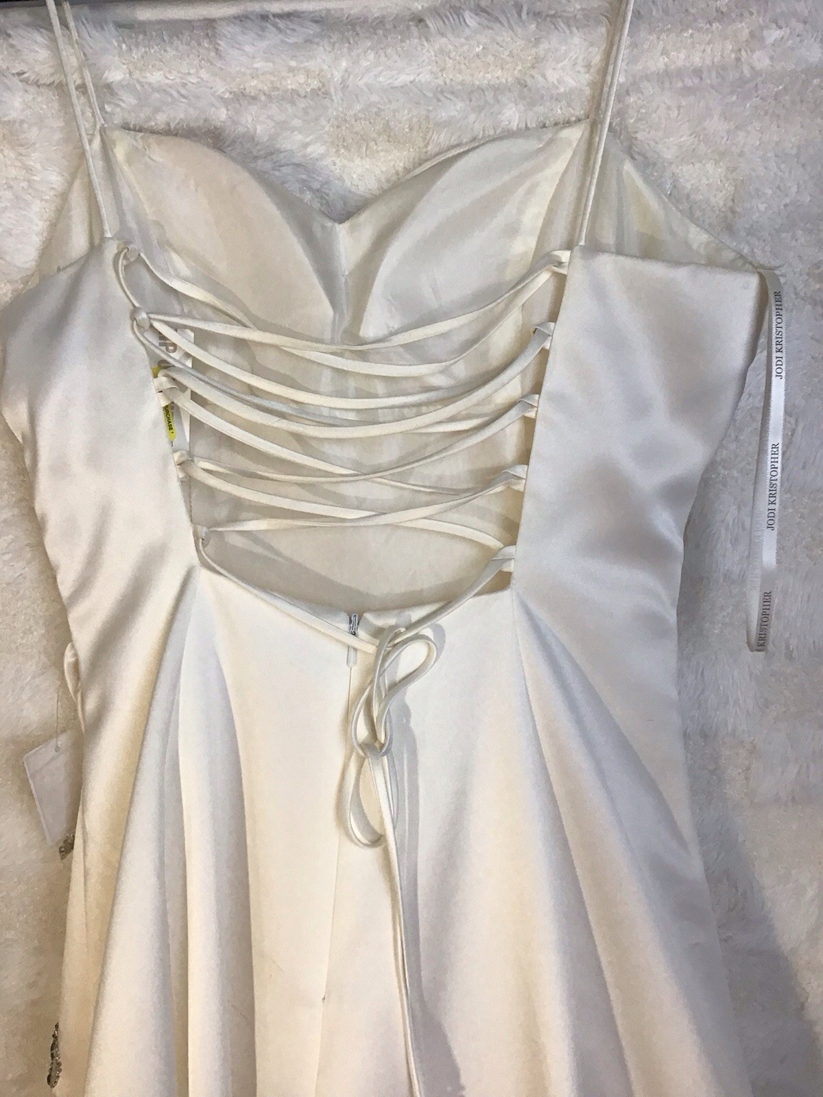 Jodi Kristopher Satin Wedding Dress A Line Gown Wt Silver Sz 5