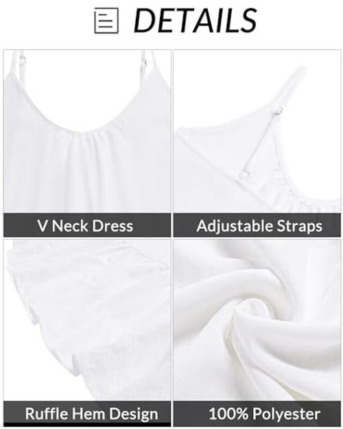 Women Beach Cover Up Dresses Spaghetti Strap Dresses Summer Medium White