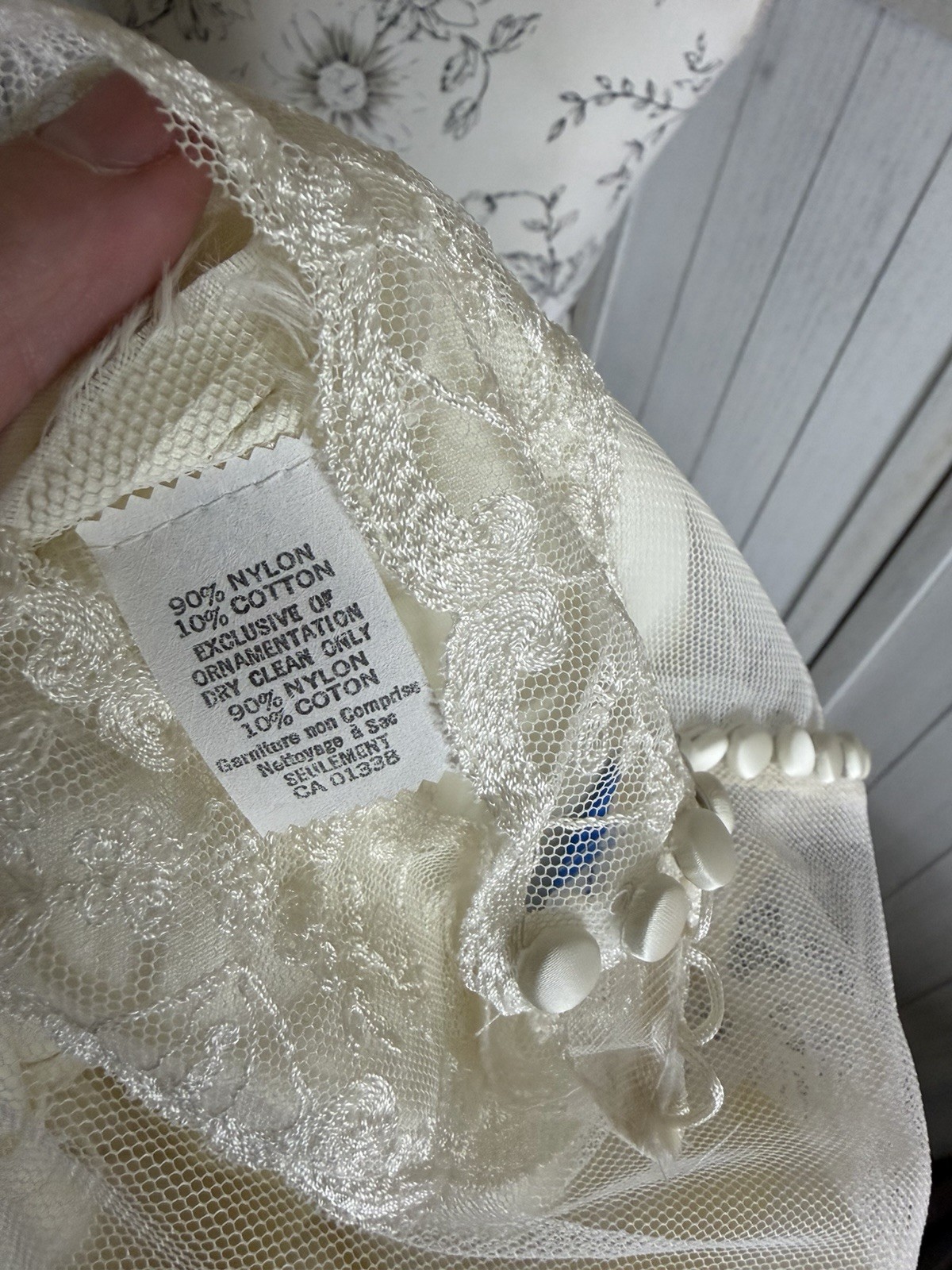 Vintage 50s 60s Alfred Angelo Lace High Neck Wedding Gown Victorian Prairie XS