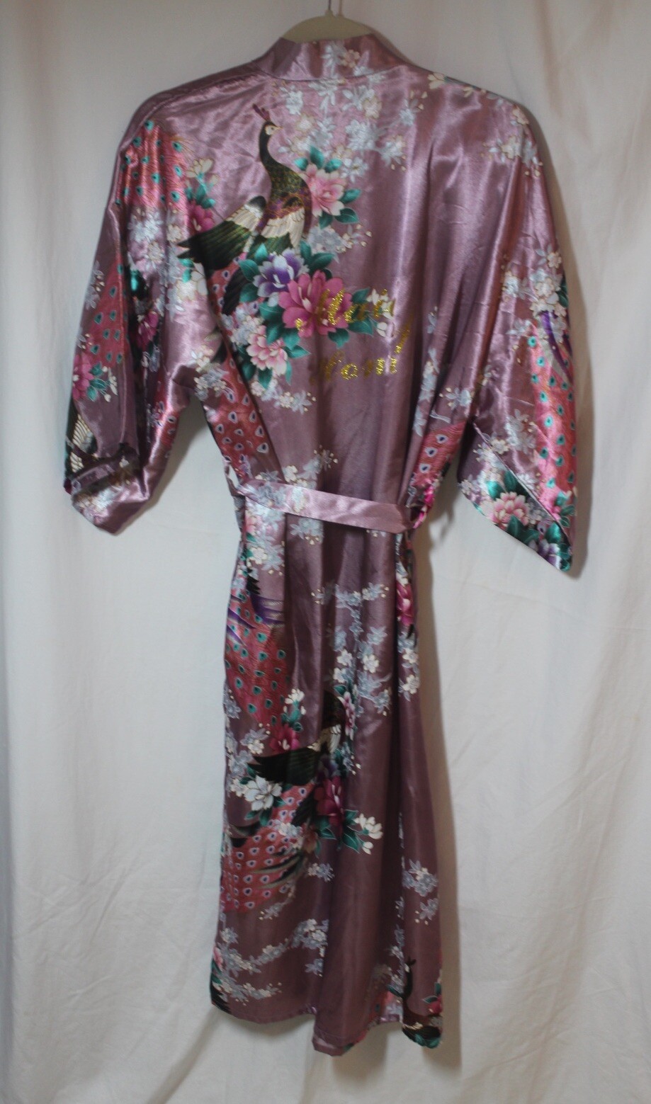 Women’s Pink Floral Kimona Robe With Maid Of Honor On Back One Size