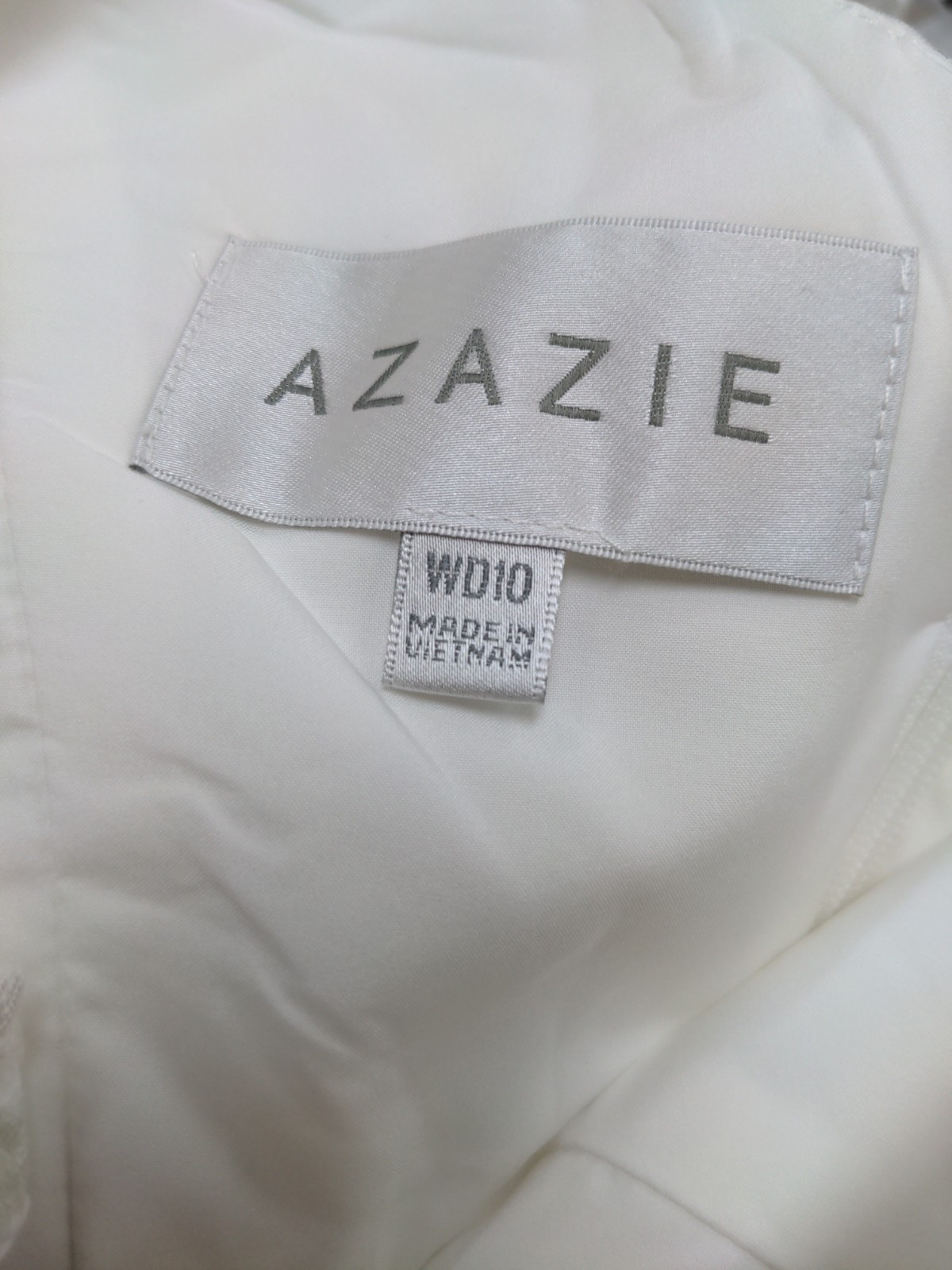 New Azazie Bridal Delania Diamond White Champagne Sequins Tulle Dress Size 10