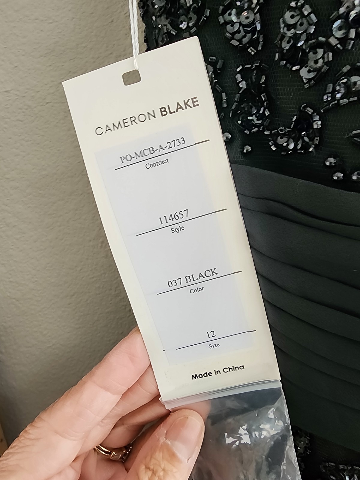 NWT Women’s Cameron Blake Formal Mother of the Bride DRESS black Size 12