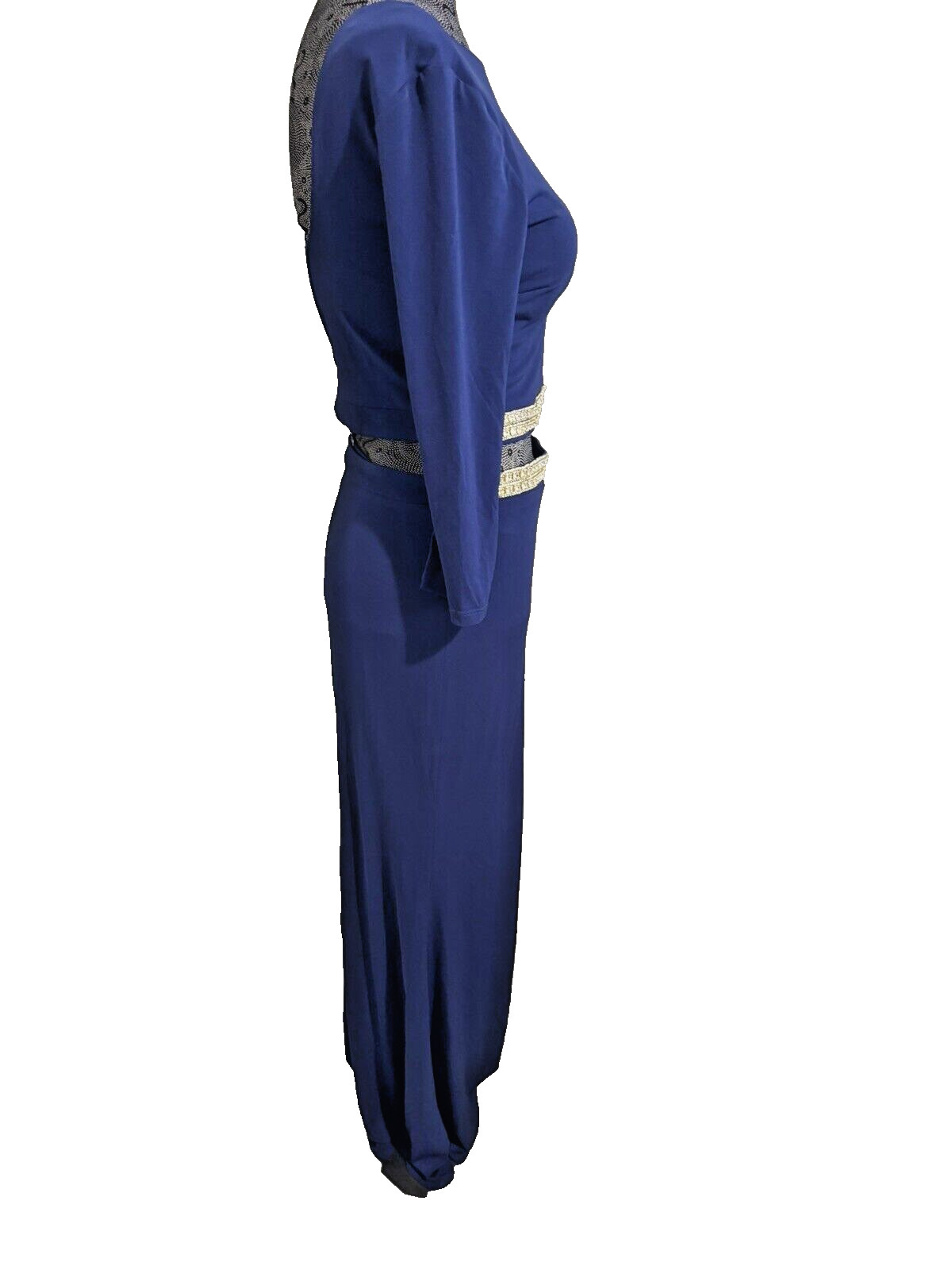 NWOT Way-In Two Piece Jewels Details Jersey Top/Long Skirt Royal Blue Size 7