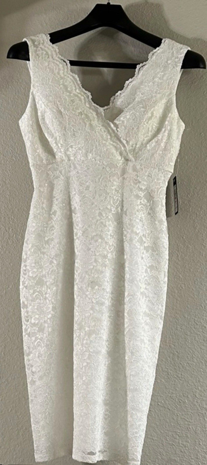 Jump White Lace Sleeveless V-Neck Column/Sheath Full-Length Corset Back 4