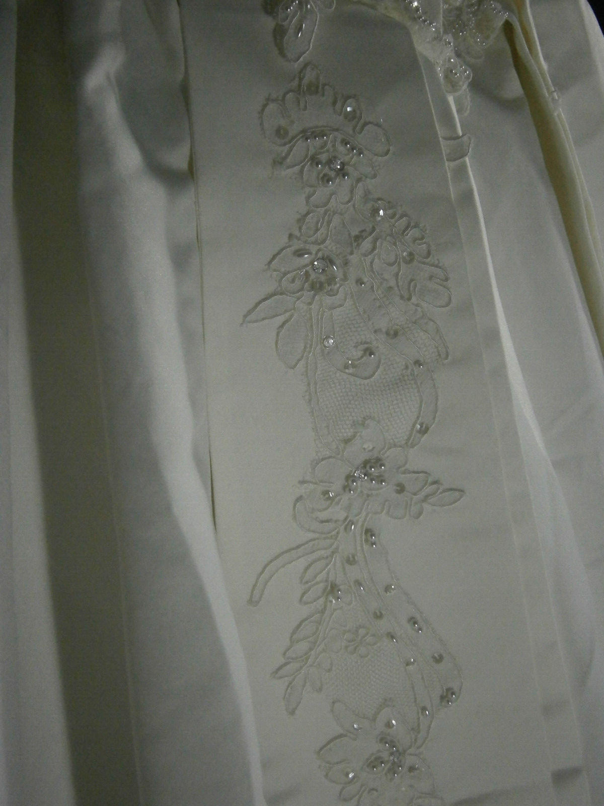Forever Yours Wedding Dress 16 Off-White Long Train Bling Sash Scoop Neck Straps