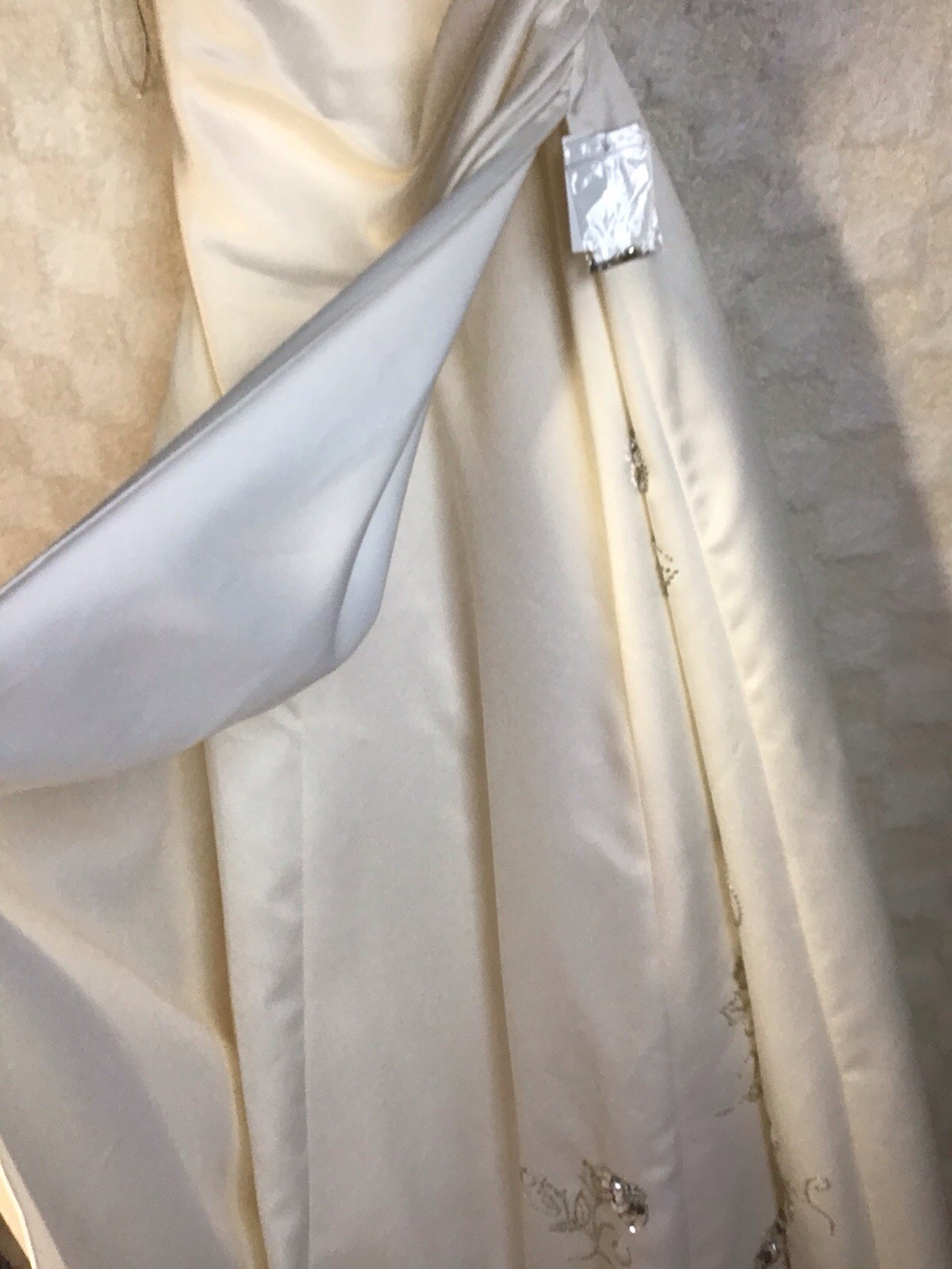 Jodi Kristopher Satin Wedding Dress A Line Gown Wt Silver Sz 5