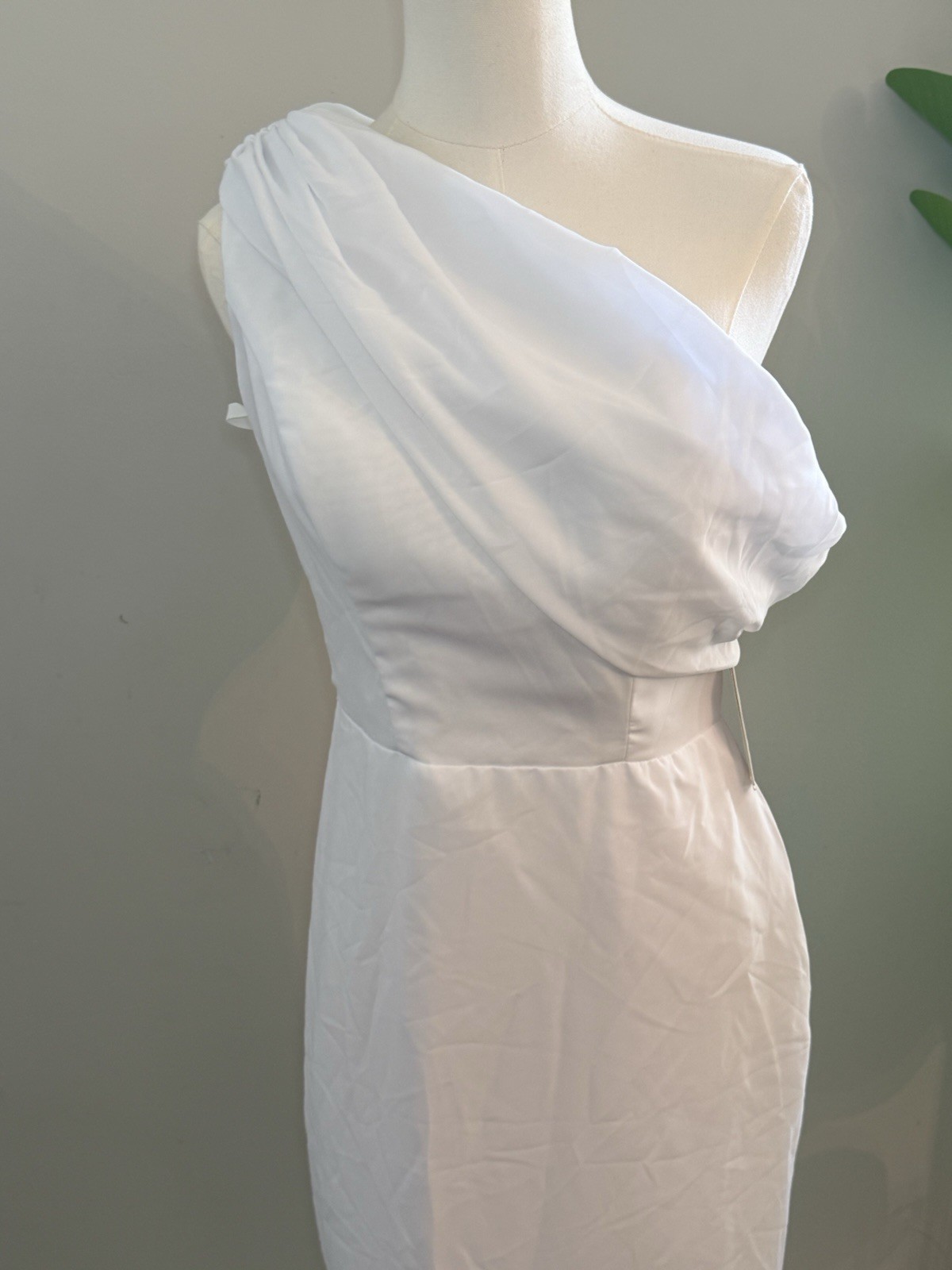 Witness of Love White One-Shoulder Column/Sheath Full-Length Wedding Dress