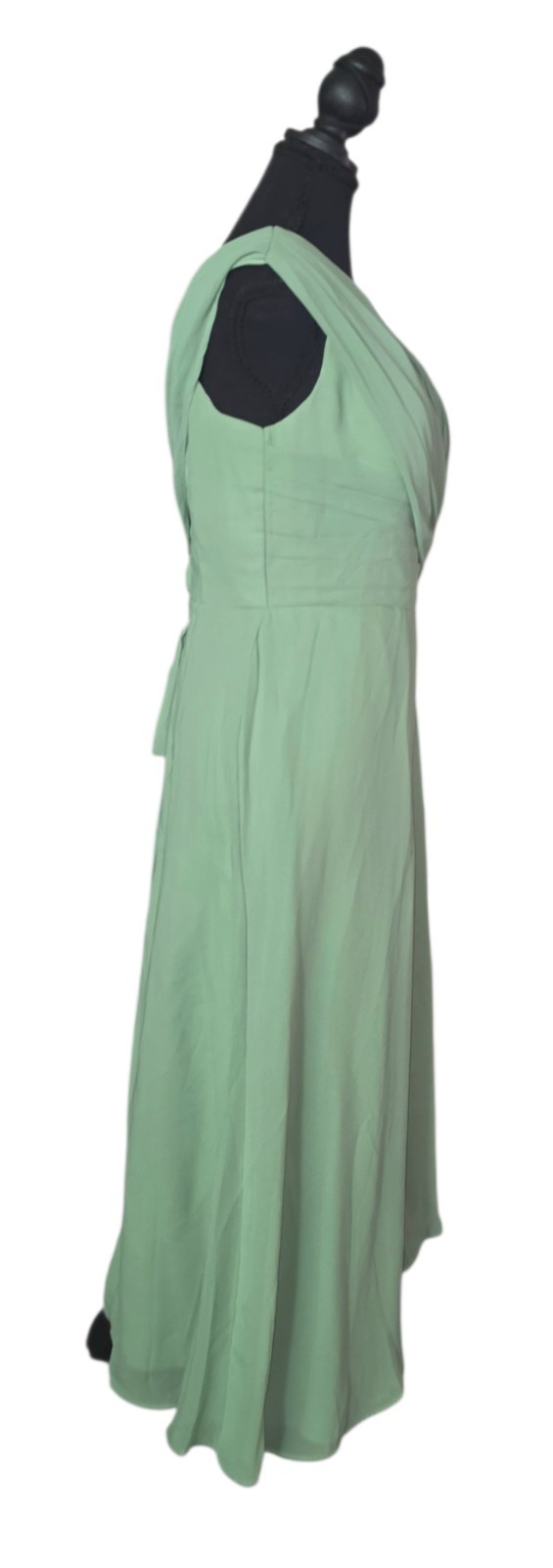Chiffon Mint Green Midi Gown Size Med. New with Tags. Corset Back, Lace Applique